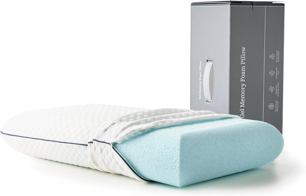 Weekender Gel Memory Foam Pillow - Standard Size - 1-Pack - Medium Firm Feel - Neck and Shoulder Support - Side & Back Sleepers - Home…