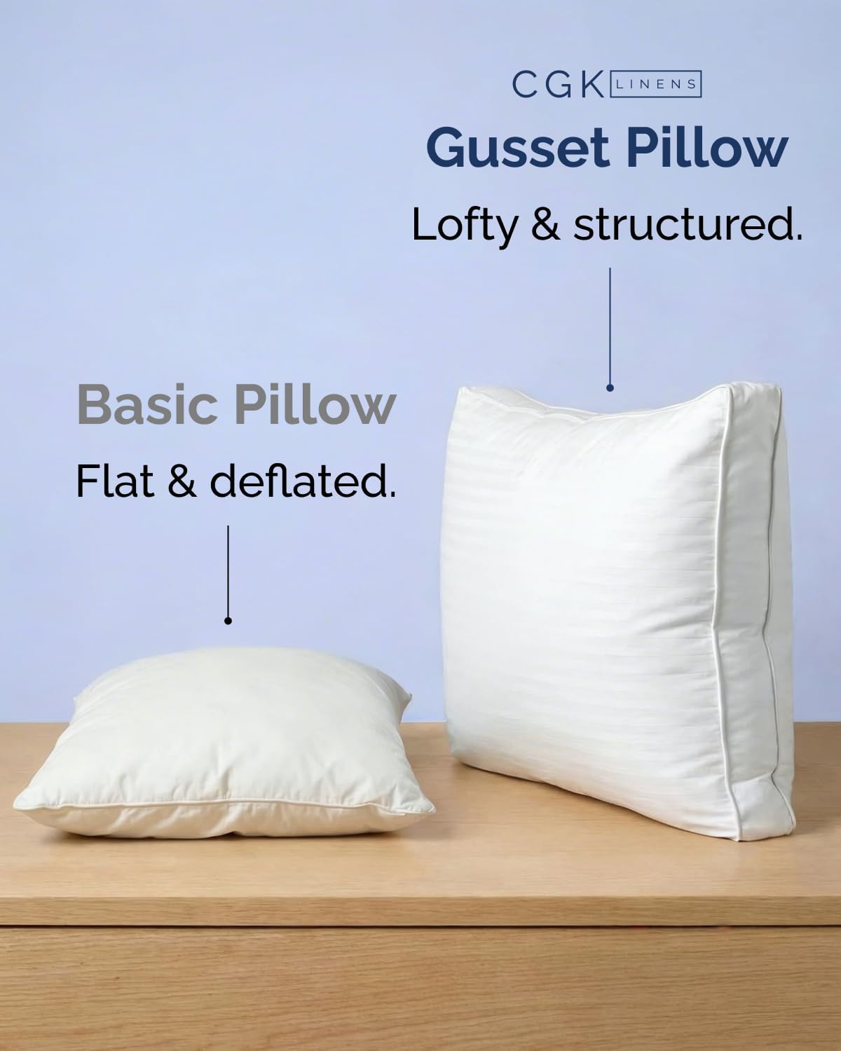 CGKUnlimited Bed Pillows for Sleeping Queen Size Set of 2 - Super Soft & Fluffy w/ Down Alternative Filling - Hotel Luxury Quality, Gussete…
