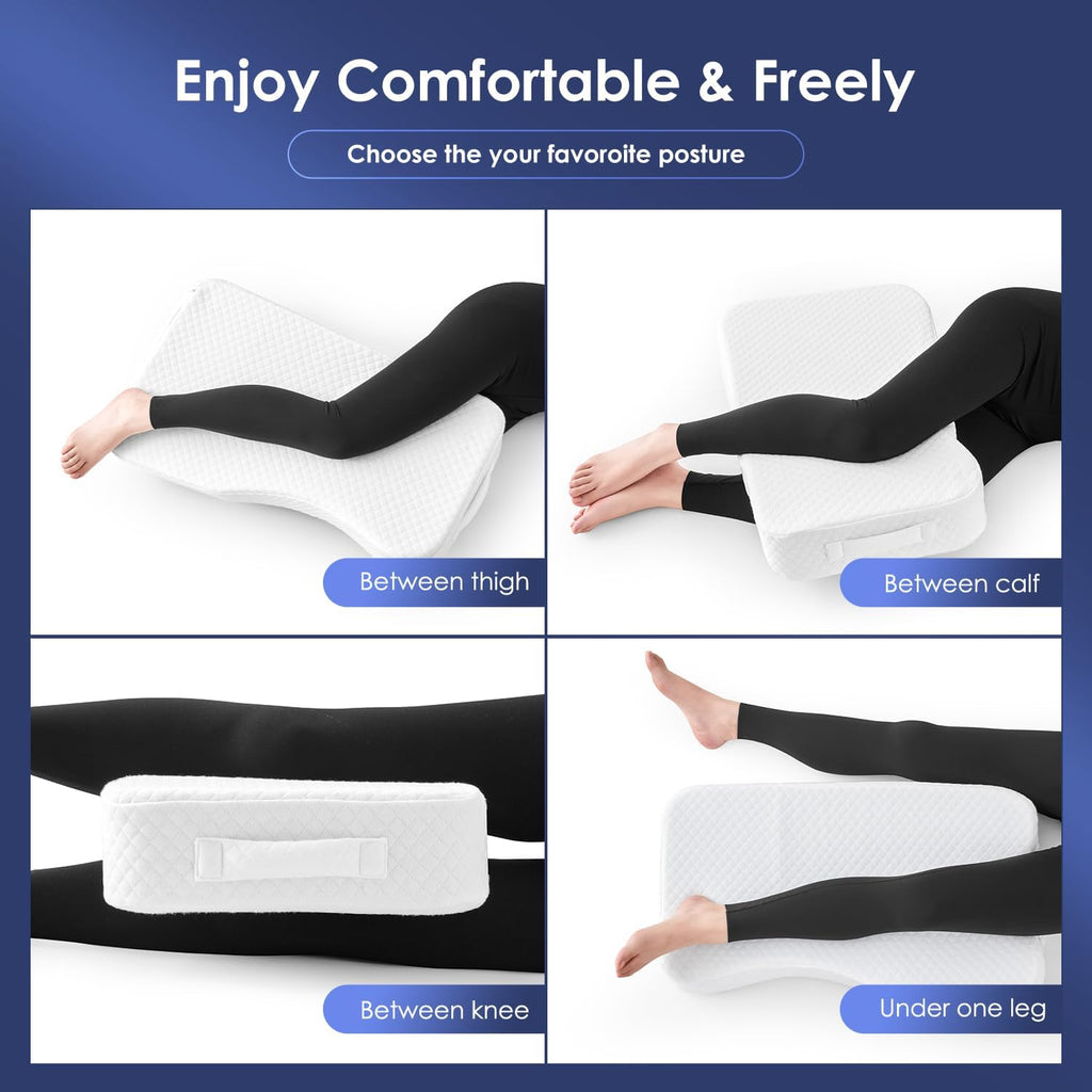 Livemy Leg Pillow for Side Sleepers, Memory Foam Knee Pillow for Side Sleeping, Leg Elevation Pillow for Hip/Back/Sciatica Helps Spi…