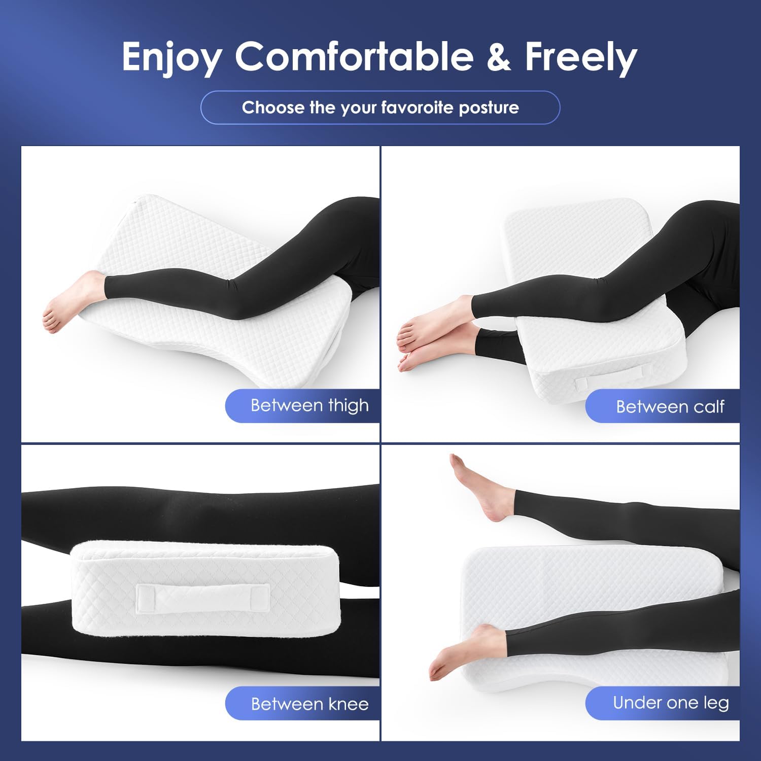 Livemy Leg Pillow for Side Sleepers, Memory Foam Knee Pillow for Side Sleeping, Leg Elevation Pillow for Hip/Back/Sciatica Helps Spi…