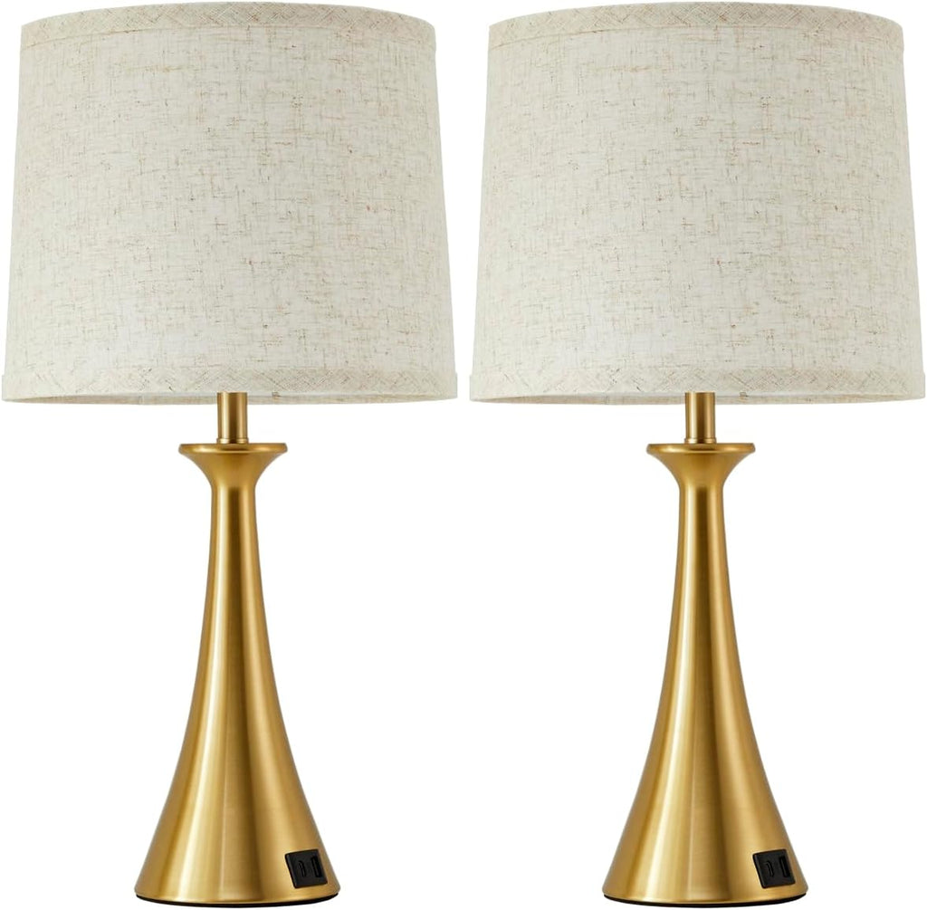 Touch Lamp for Living Room Bedroom, 21" Table Lamps Set of 2 with USB C+A Ports, Touch Bedside Lamps for Nightstand with 3 Way Dimmable…