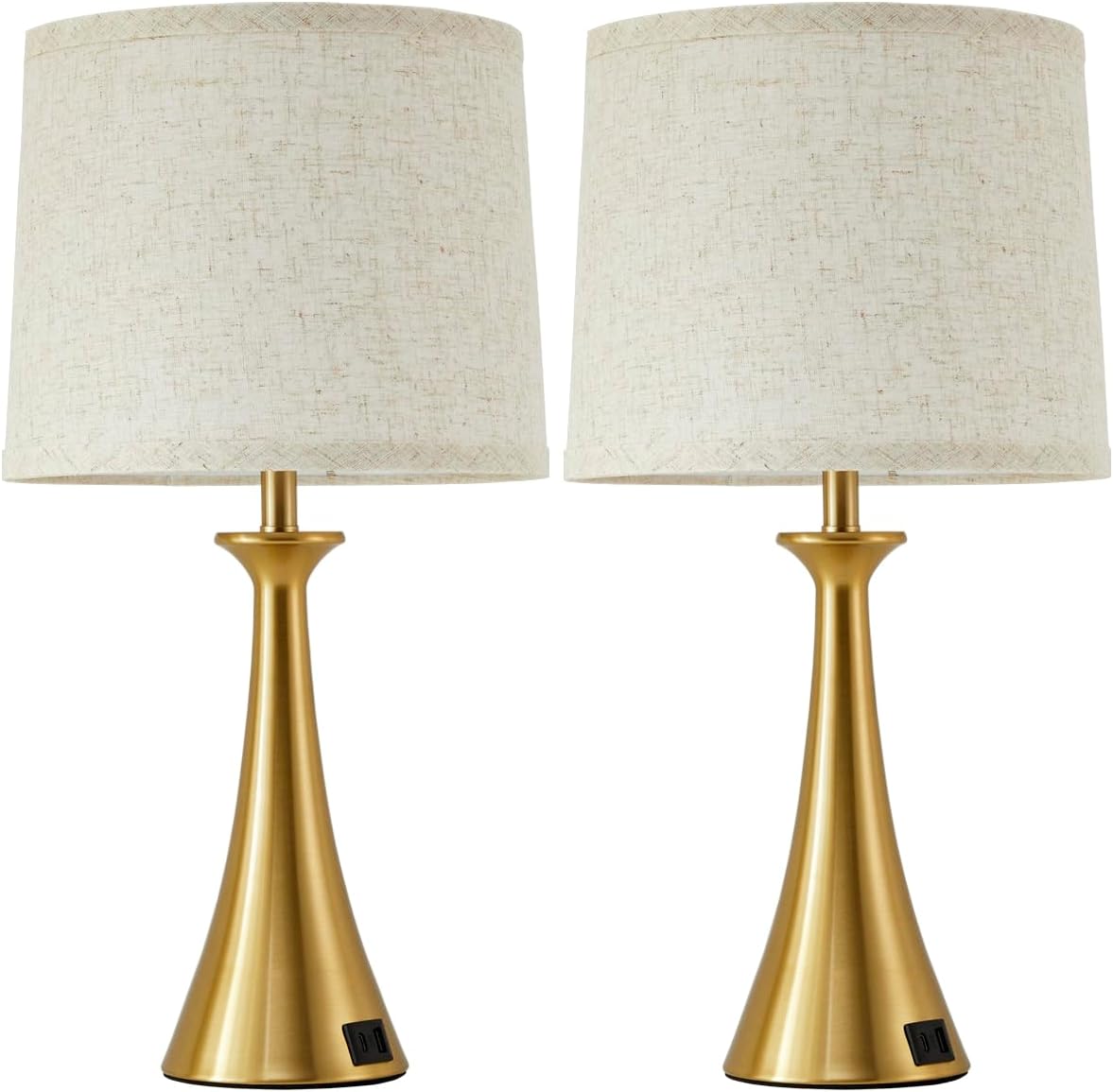 Touch Lamp for Living Room Bedroom, 21" Table Lamps Set of 2 with USB C+A Ports, Touch Bedside Lamps for Nightstand with 3 Way Dimmable…