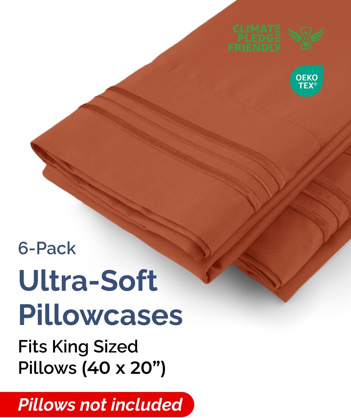 King Pillow Cases Set of 6 - Ultra Soft Hotel Quality Pillowcase Covers - Comfy, Cozy & Wrinkle Free - Shrink, Stain & Fade Resistant…