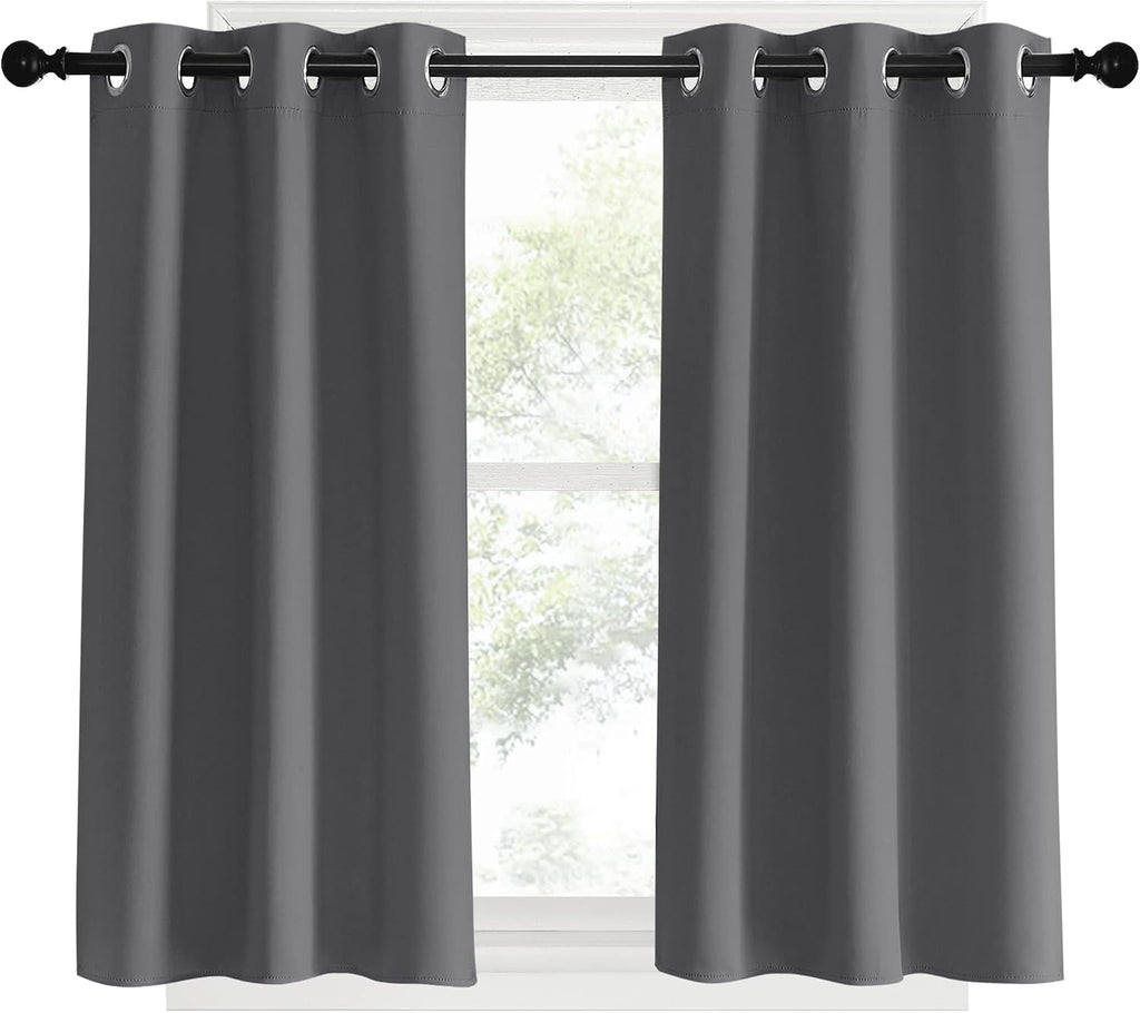 NICETOWN Blackout Curtains & Drapes for Bedroom, Grey, W34 x L40, Set of 2, Triple Weave Grommet Top Thermal Insulated Light Blocking…