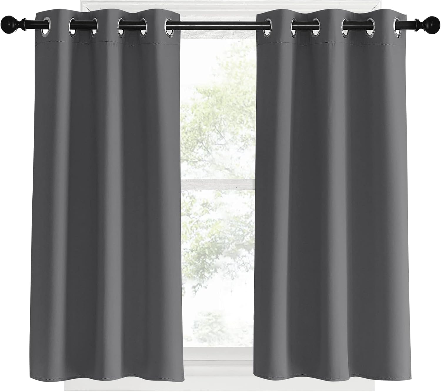 NICETOWN Blackout Curtains & Drapes for Bedroom, Grey, W34 x L40, Set of 2, Triple Weave Grommet Top Thermal Insulated Light Blocking…