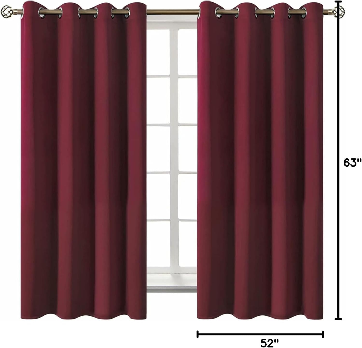 BGment Blackout Curtains - Grommet Thermal Insulated Room Darkening Bedroom and Living Room Curtains, Set of 2 Curtain Panels (52 x 63 Inch…