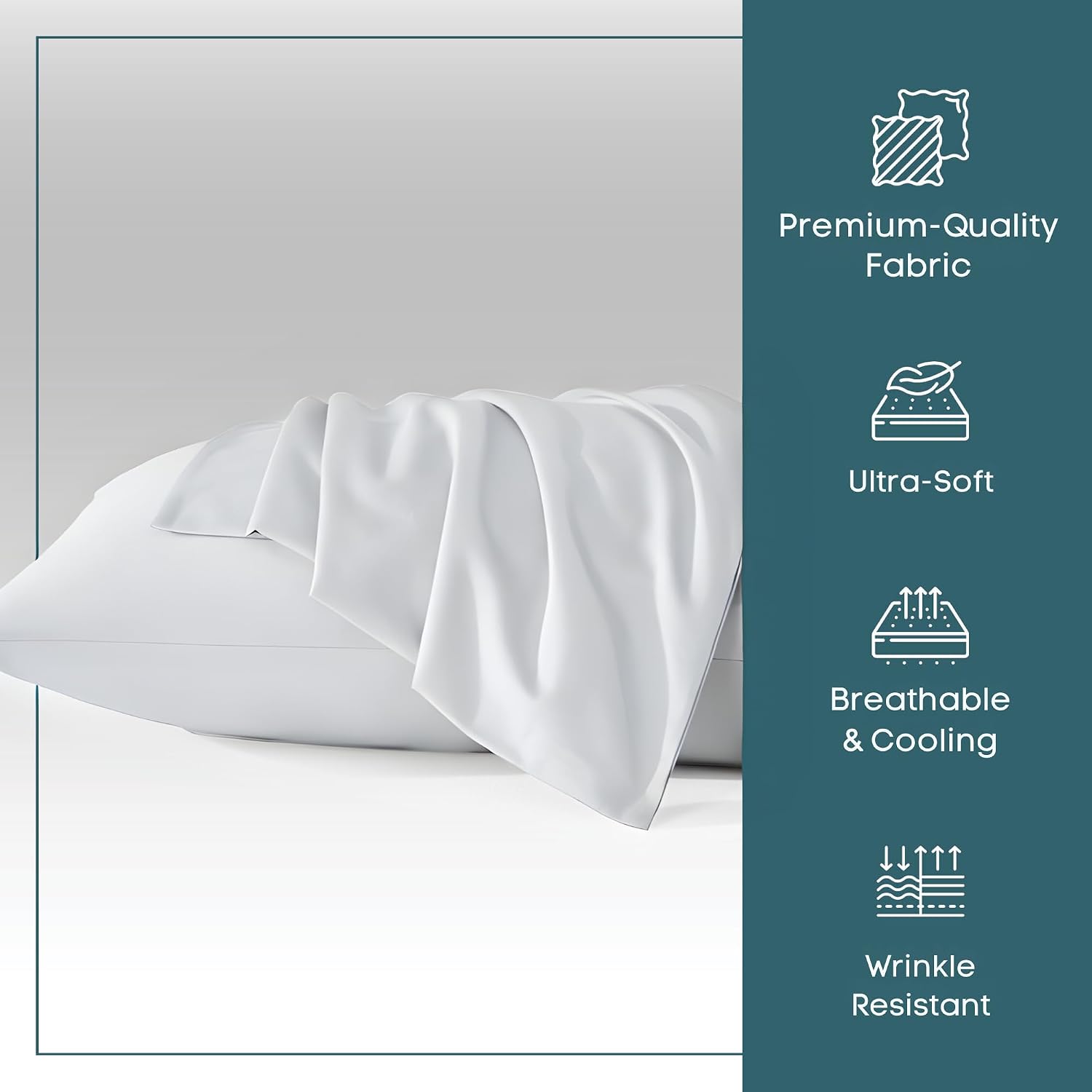 Micropuff Queen Size Pillow Cases, Open End - 2 Pack - Soft and Breathable Hypoallergenic Pillow Cover. Pillowcase Protects Against…