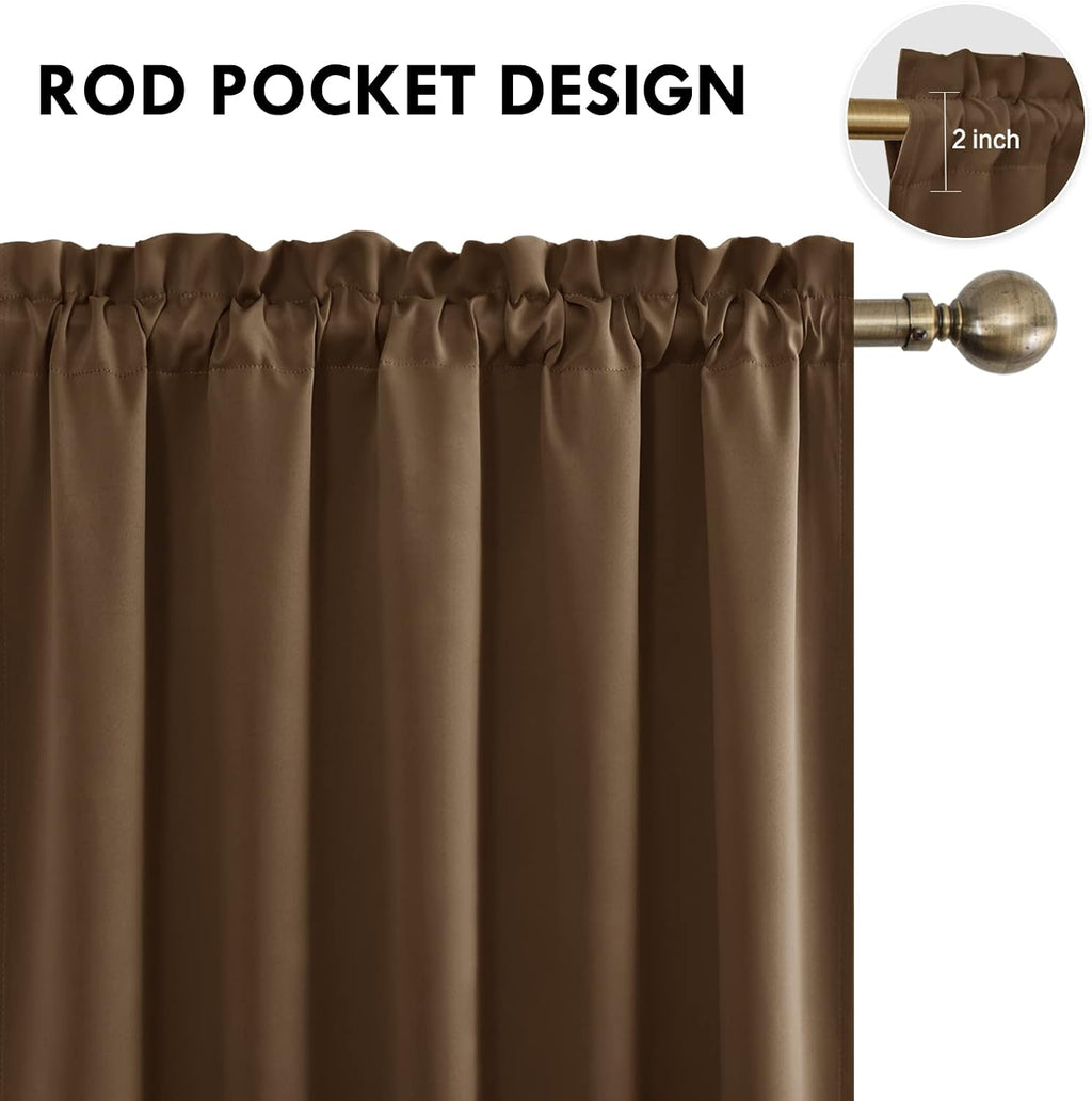 DWCN Brown Blackout Curtains for Bedroom, Thermal Insulated Energy Saving Room Darkening Curtains for Living Room (W60 x L84 inch, Set of…