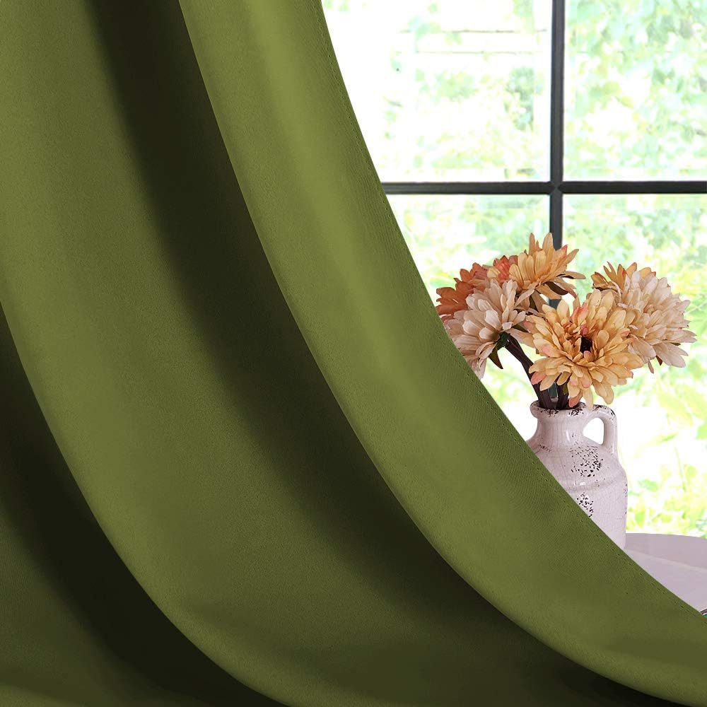 NICETOWN Bedroom Curtain Panels Blackout Draperies, Thermal Insulated Solid Grommet Blackout Drapes for Christmas Decoration (1 Pair, 42…