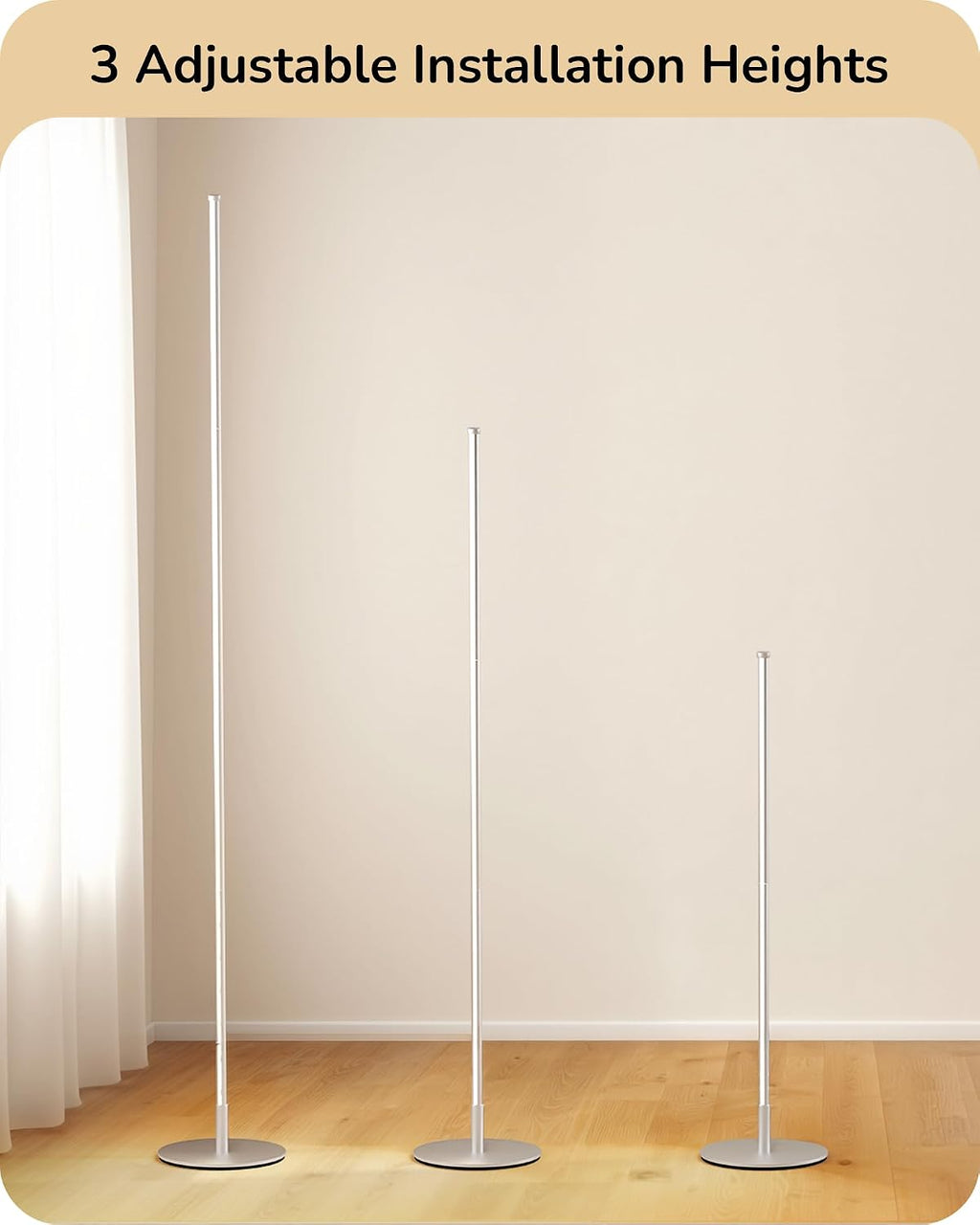 Edishine Dimmable Floor Lamp, 59.8" Standing Lamp with 3 Height Settings, Adjustable Color Temperature, Remote Control, Foot Switch, F…