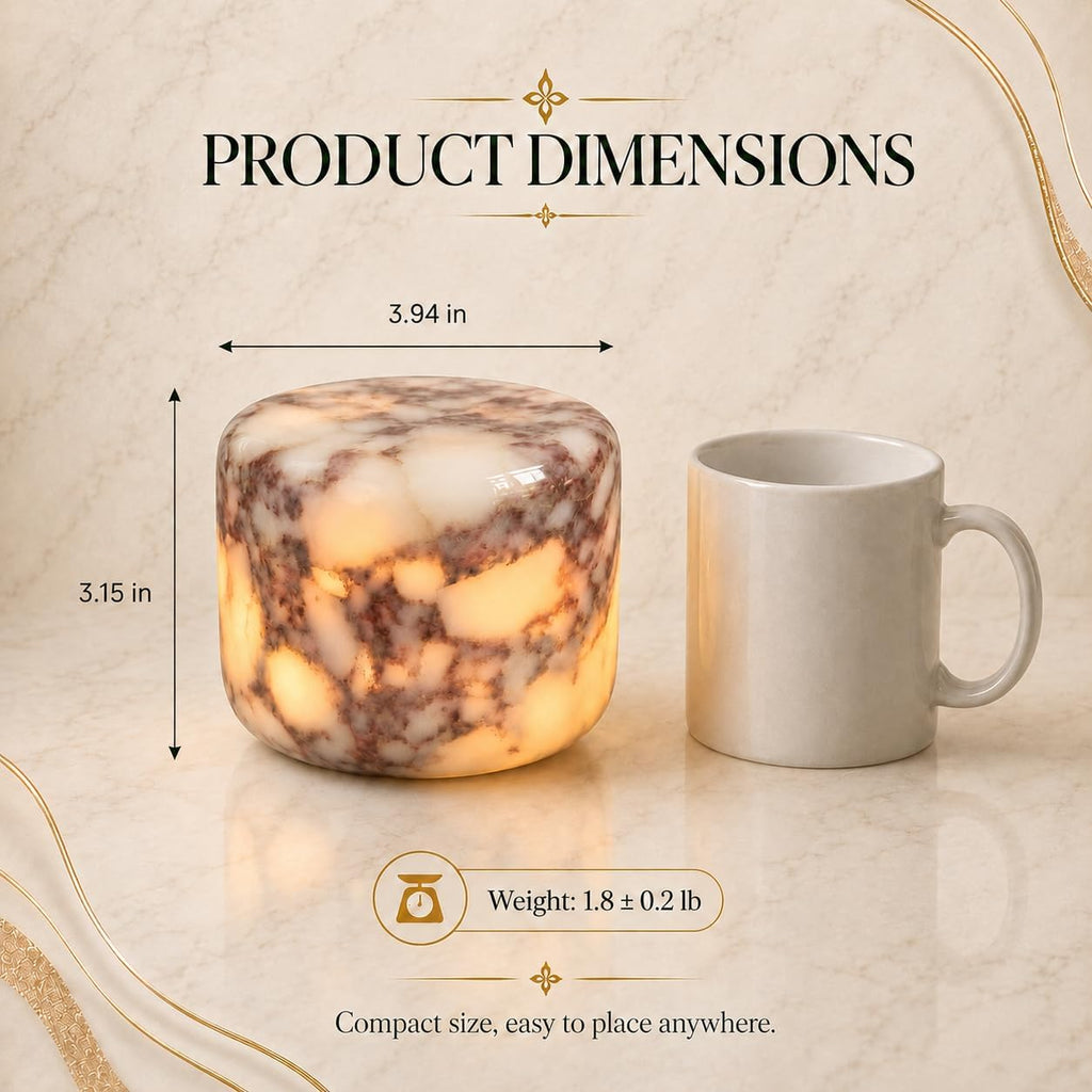 100% Marble Touch Pat Lamp, Unique Natural Stone Small Night Table Lamp, Type-C Rechargeable 3-Way Dimmable Bedside Lamp, Warm Ambient…