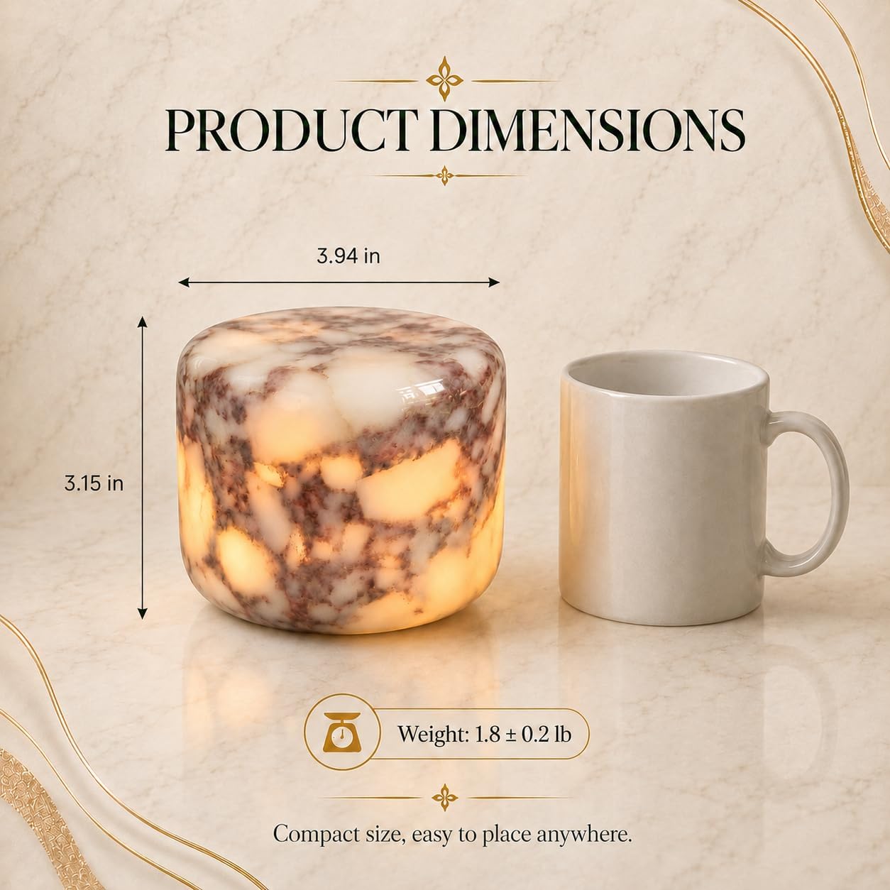 100% Marble Touch Pat Lamp, Unique Natural Stone Small Night Table Lamp, Type-C Rechargeable 3-Way Dimmable Bedside Lamp, Warm Ambient…