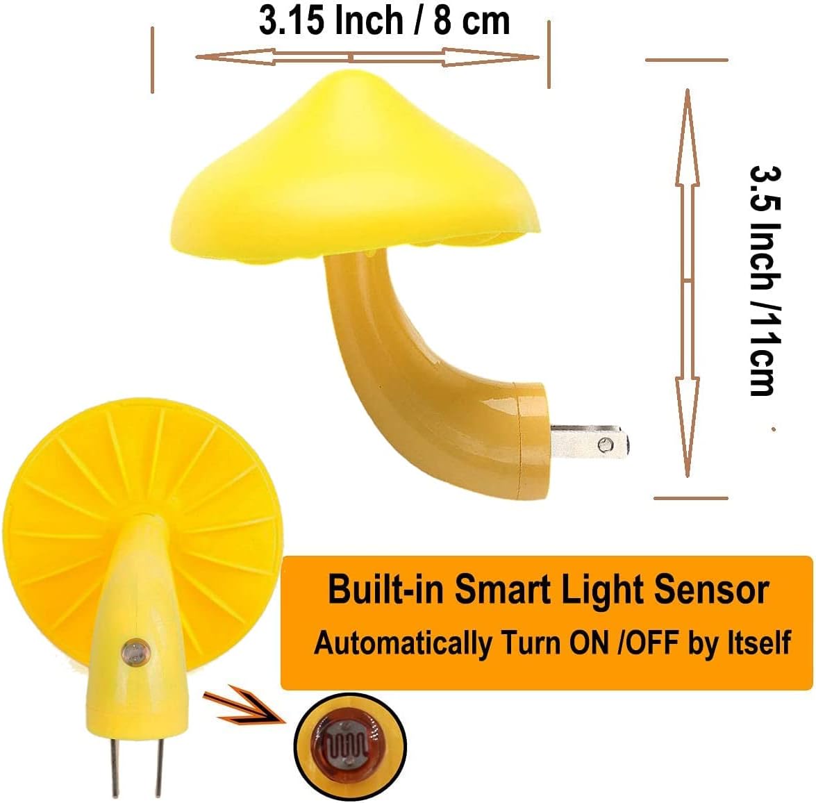 AUSAYE 5 Pack Sensor LED Night Lights Plug in Lamp Mushroom Light for Adults Kids NightLight…