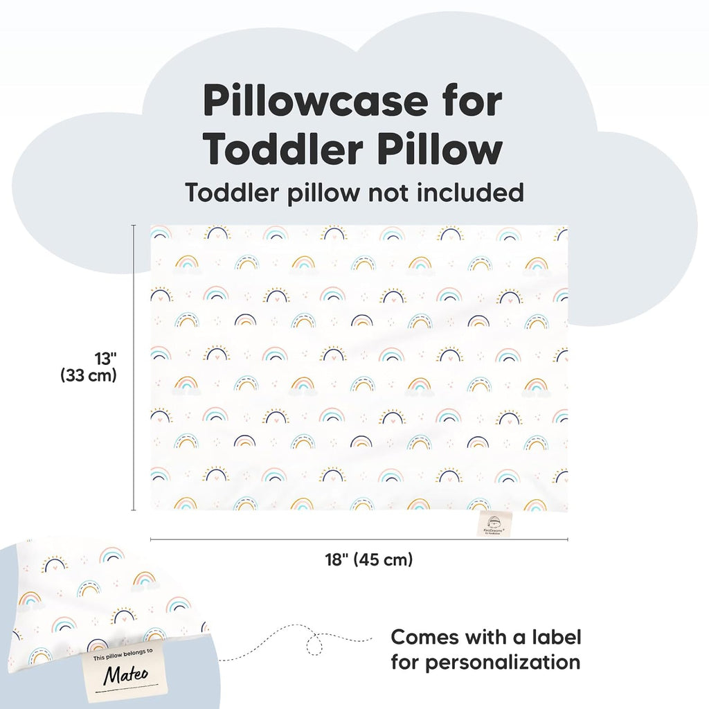 KeaBabies Toddler Pillowcase 13"x18" - Organic Cotton Toddler Pillowcase for Kids, Boys, Girls, Soft & Durable Cotton Cover for Miniature…