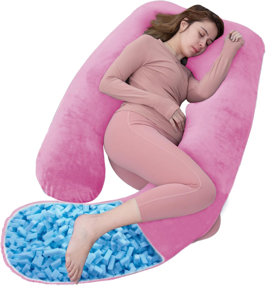 Shredded Memory Foam Body Pillow, Pregnancy Pillows for Sleeping, Maternity Pillow for Pregnant Women, Memory Foam Filling U Shaped Body…