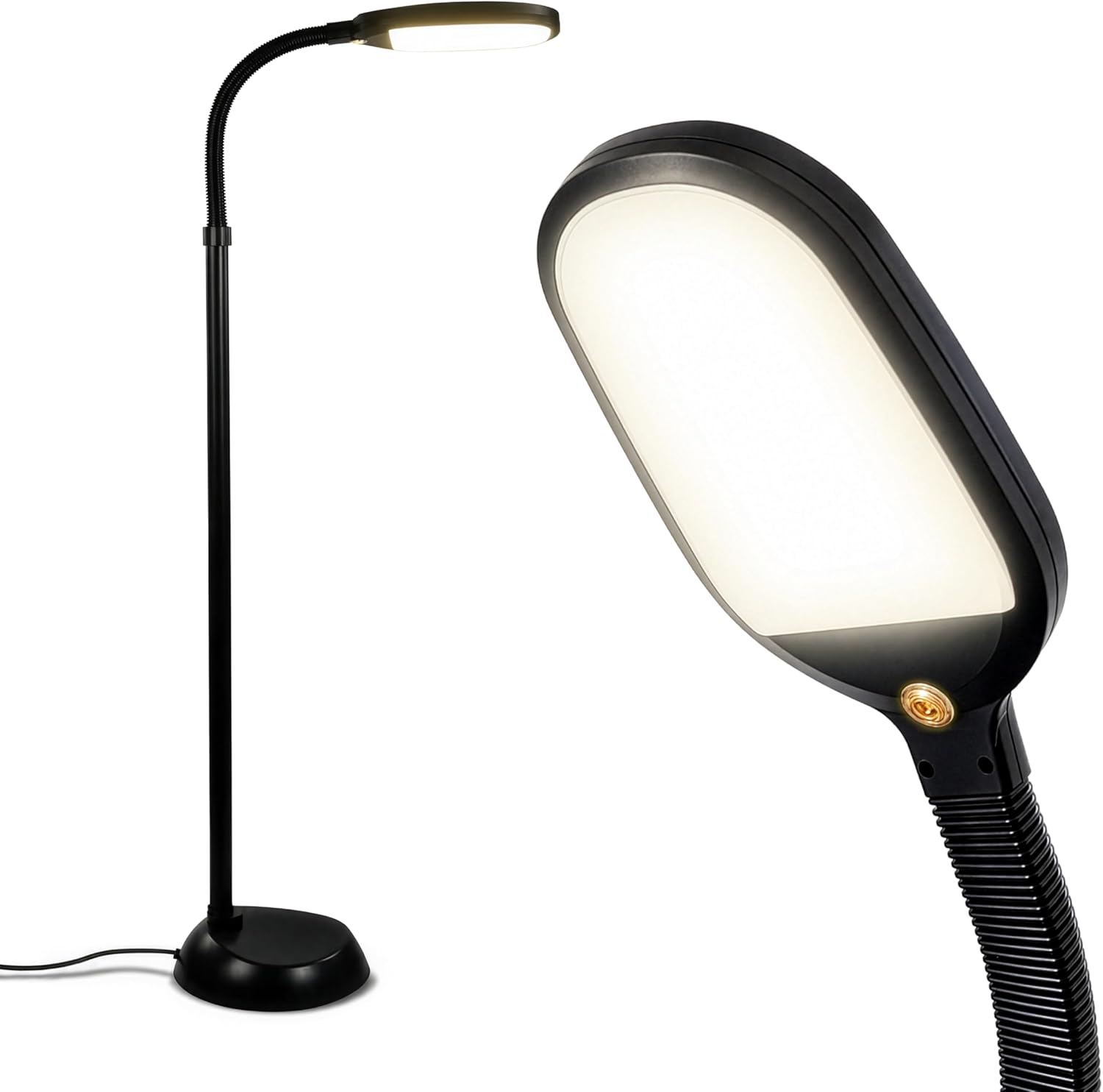 Brightech Litespan - Bright LED Floor Reading Lamp for Over Chair Crafts and Reading, Esthetician Light for Lash Extensions, Gooseneck Adju…