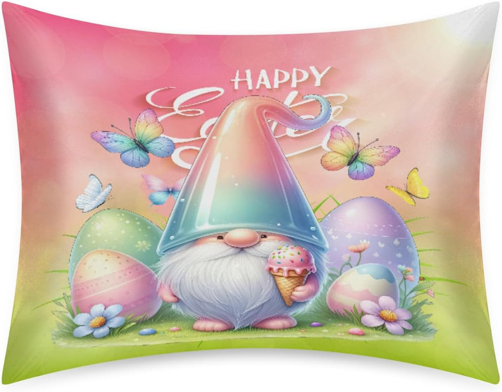Happy Easter Gnomes Satin Pillowcase for Hair and Skin Soft Silk Pillow Cases with Envelope Closure Cooling Pillow Case Slip 15.99 Pillow…