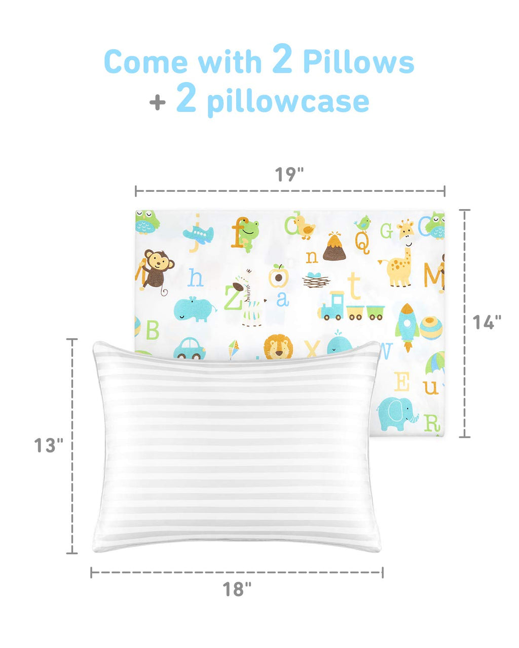 Babebay Toddler Pillow,13x18 Toddler Pillows for Sleeping, Machine Washable Kids Pillow with Soft Cotton Pillowcase, 1 Pack 1 Pack 18 inche…