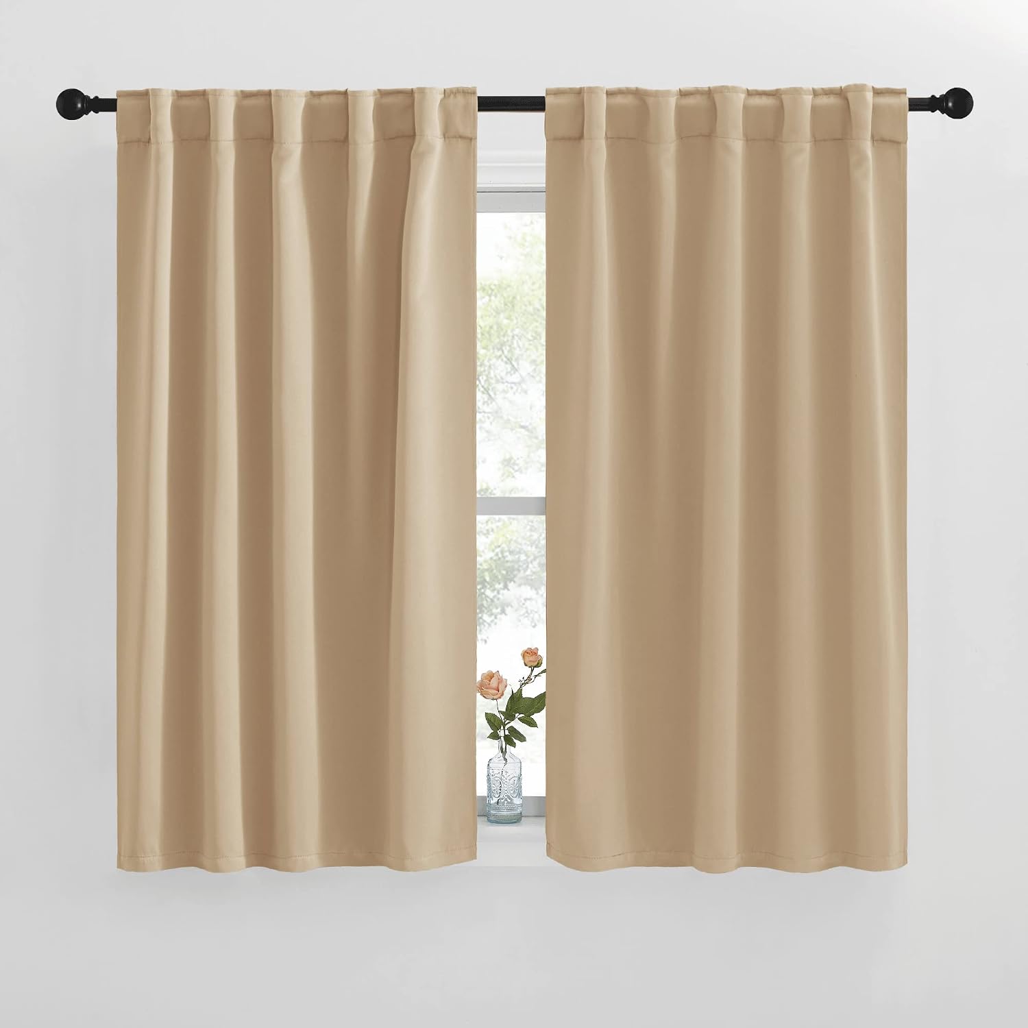 Nicetown Window Treatment Curtains Room Darkening Drapes - (Biscotti Beige Color) 42 Width X 50 Drop Each Panel, 2 Panels Set, Curtains and…