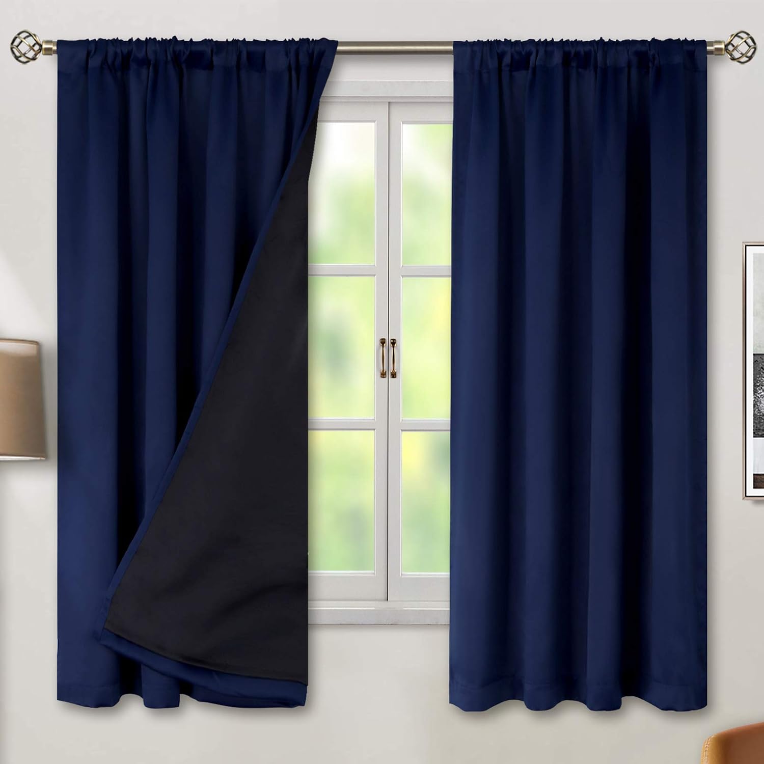 BGment Thermal Insulated 100% Blackout Curtains for Bedroom with Black Liner, Double Layer Full Room Darkening Noise Reducing Rod Pocket…