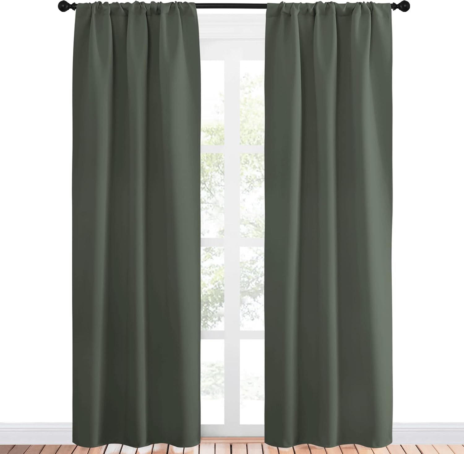 NICETOWN Bedroom Curtains Blackout Draperies - All Season Thermal Insulated Solid Rod Pocket Top Blackout Curtains/Drapes for Kid's Room…