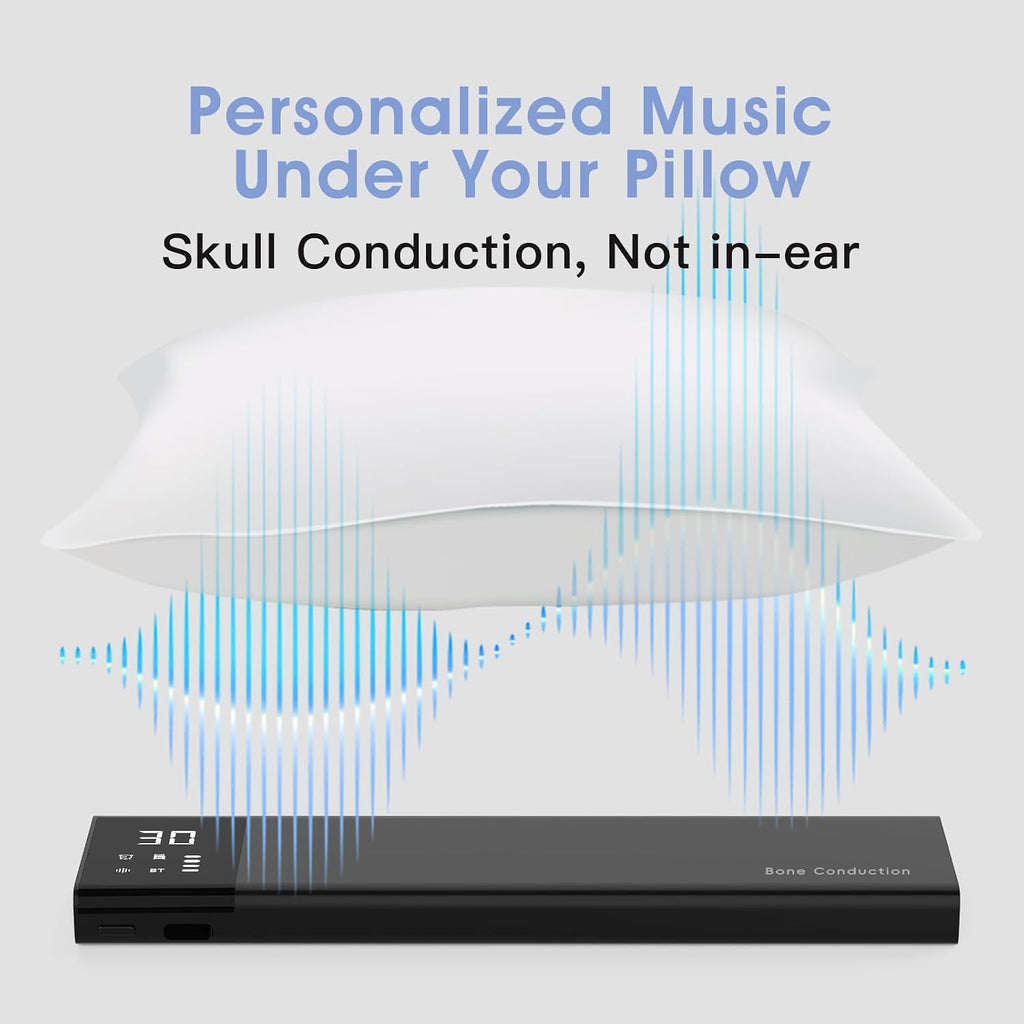 Under-Pillow Bone Conduction Sleep Speaker for Sleeping - Bluetooth White Noise Sound Machine with Display, 36 Sleep Sounds, Timer & TF…