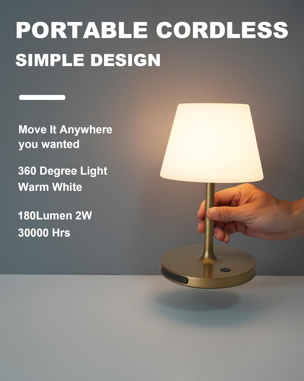 WEILAILUX Outdoor Battery Operated Table Lamp Waterproof, 4000mAh Cordless Table Lamp Rechargeable, Touch Dimmable Desk Lamp, LED Night…