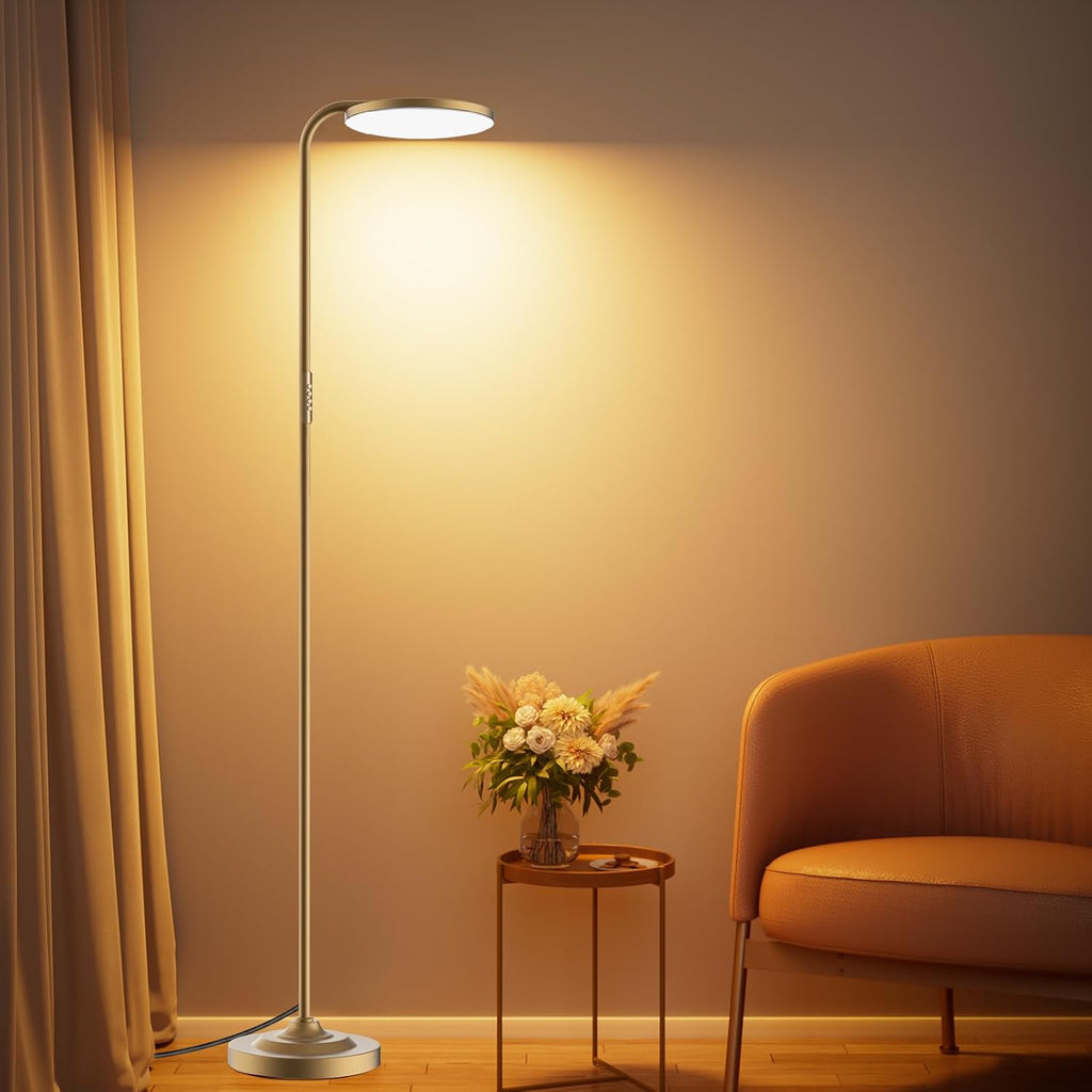 SIBRILLE 36W LED Floor Lamp, Super Bright Standing Lamp, Modern Stepless Dimmable Torchiere Tall Lamp with Remote Control, 350°Rotating…