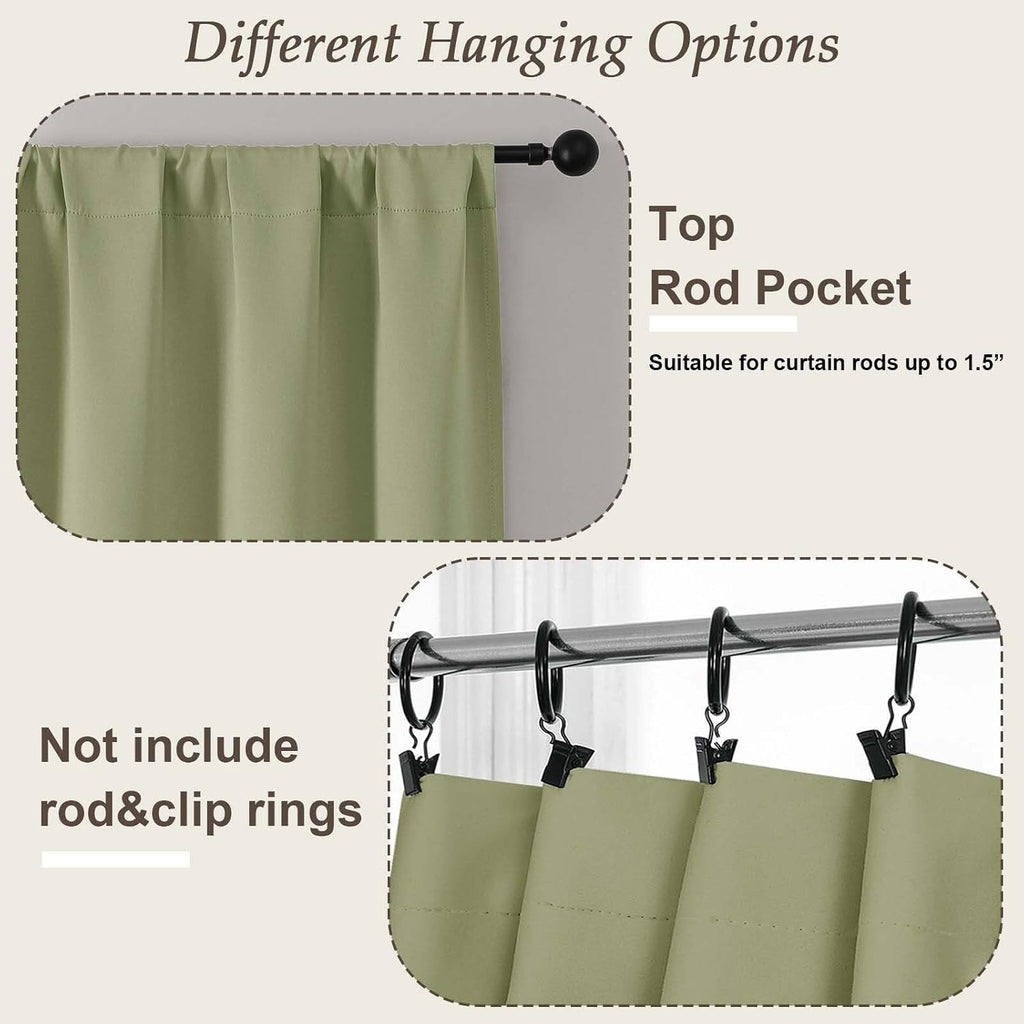 Gwine Sage Green Blackout Curtains for Bedroom 84 inches Long 2 Panels Set, Solid Noise Reducing Thermal Insulated Blackout Curtains for…