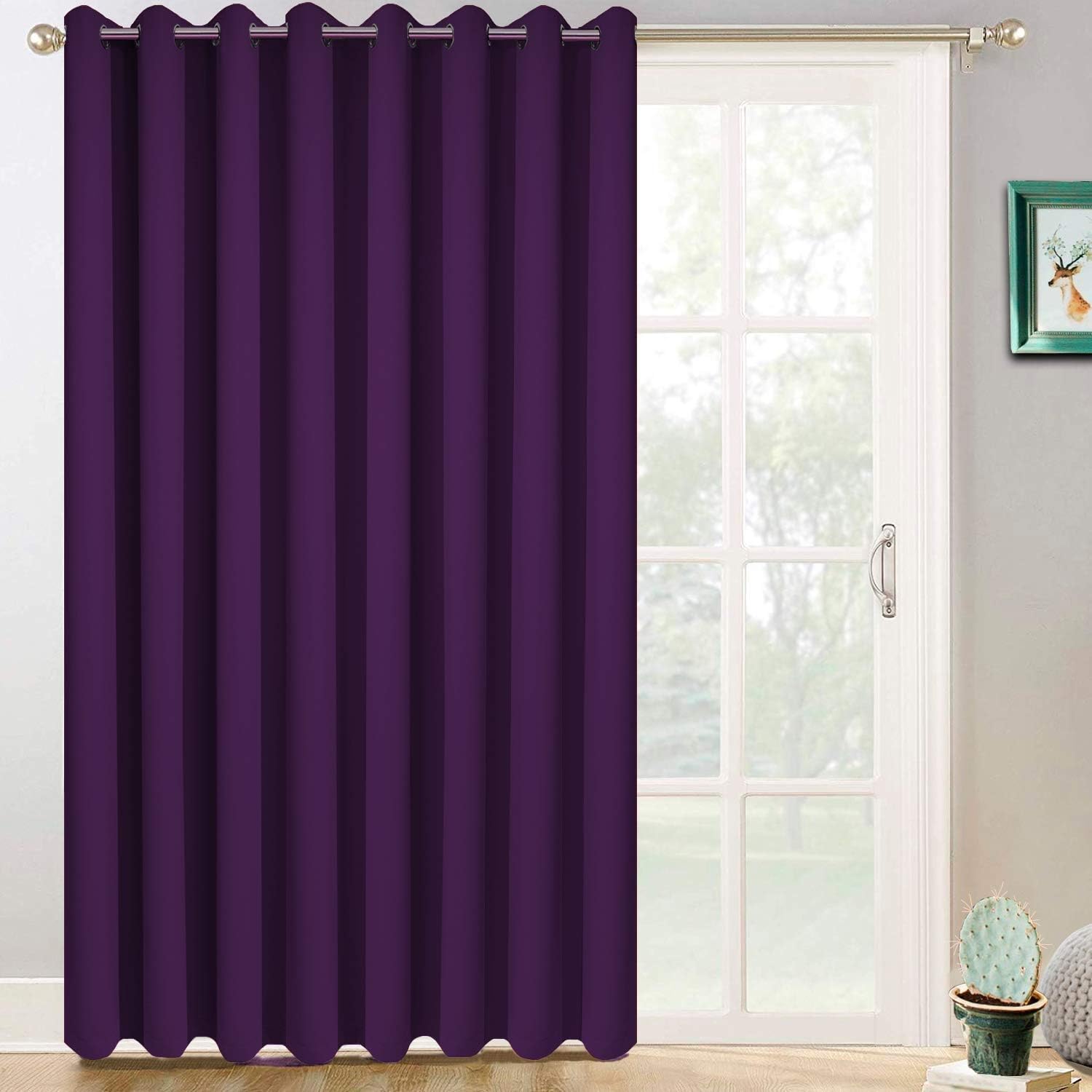 Yakamok Extra Wide Blackout Curtain for Sliding Glass Door, Grommet Thermal Insulated Room Divider Curtain 100W x 84L inch, Room…