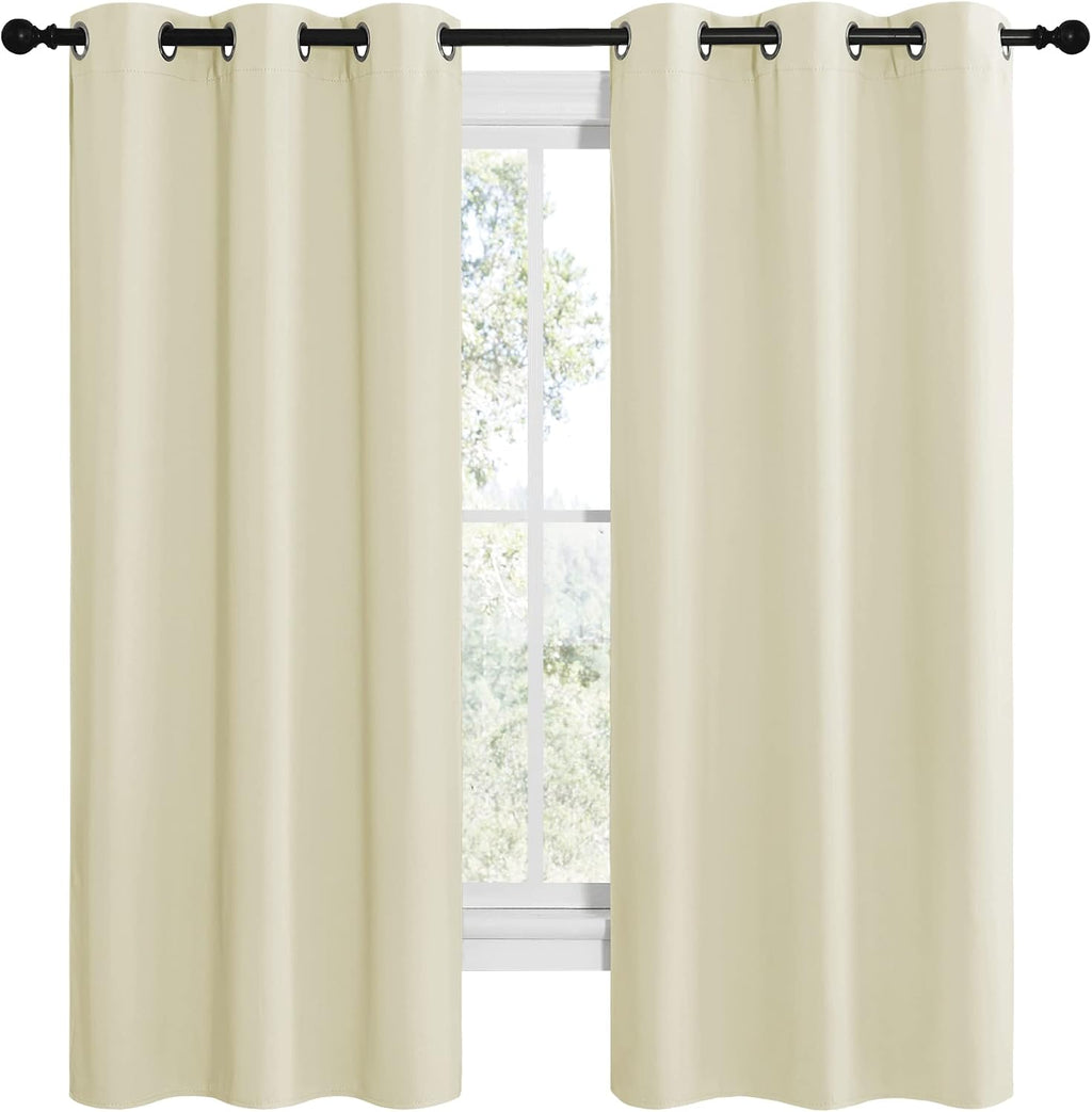 NICETOWN Kitchen Curtains for Decoration, Thermal Insulated Grommet Room Darkening Draperies/Panels for Laundry (Beige, 2 Panels, W42 x…