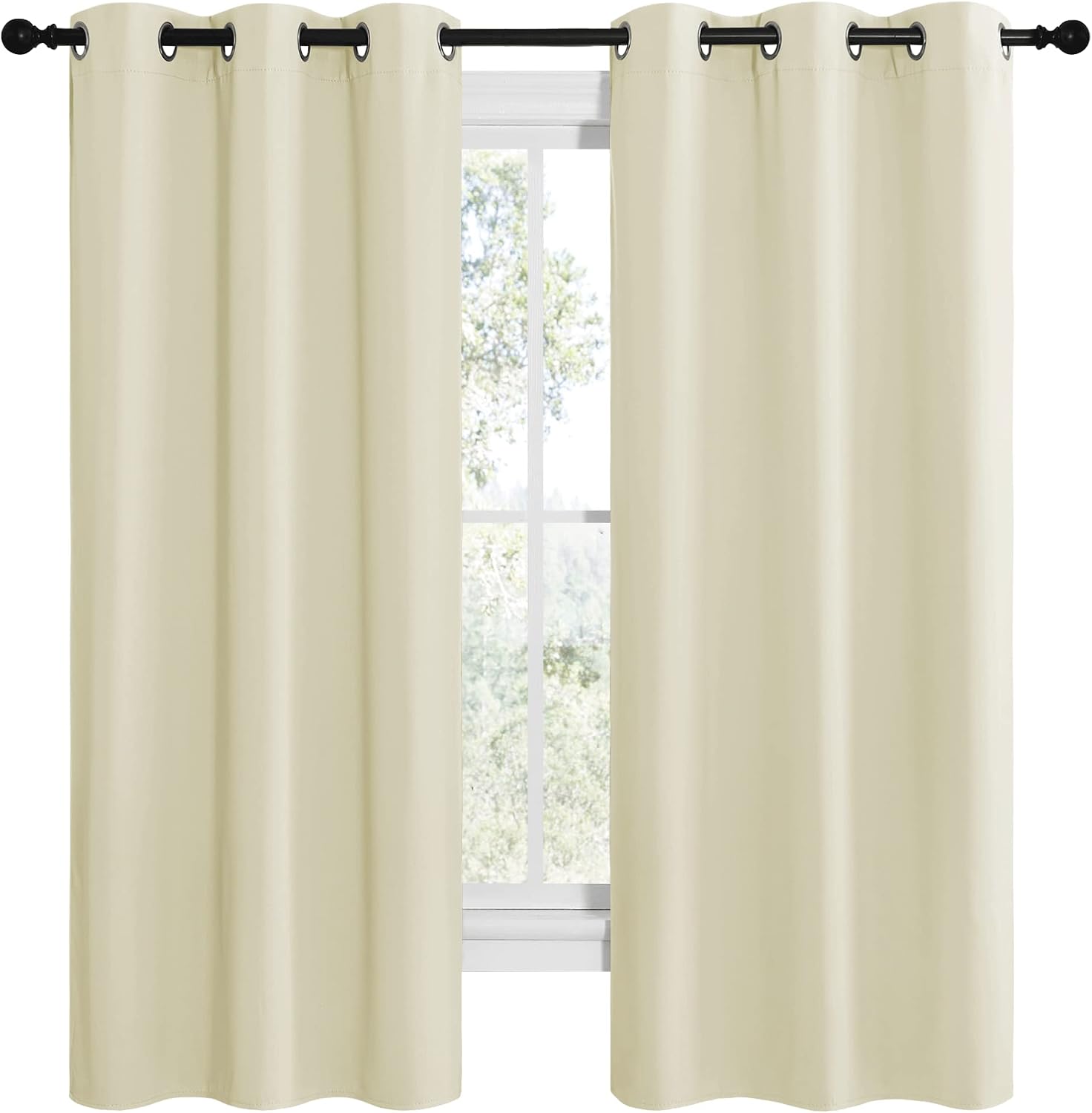 NICETOWN Kitchen Curtains for Decoration, Thermal Insulated Grommet Room Darkening Draperies/Panels for Laundry (Beige, 2 Panels, W42 x…