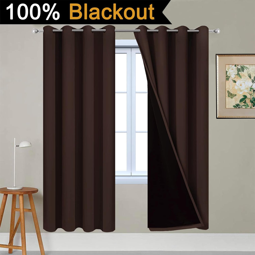 Yakamok Blackout Curtains 72 Inches Long, Blackout Curtain Panels for Bedroom, 2 Thick Layers Grommet Top Thermal Insulated Drapes with Blac…