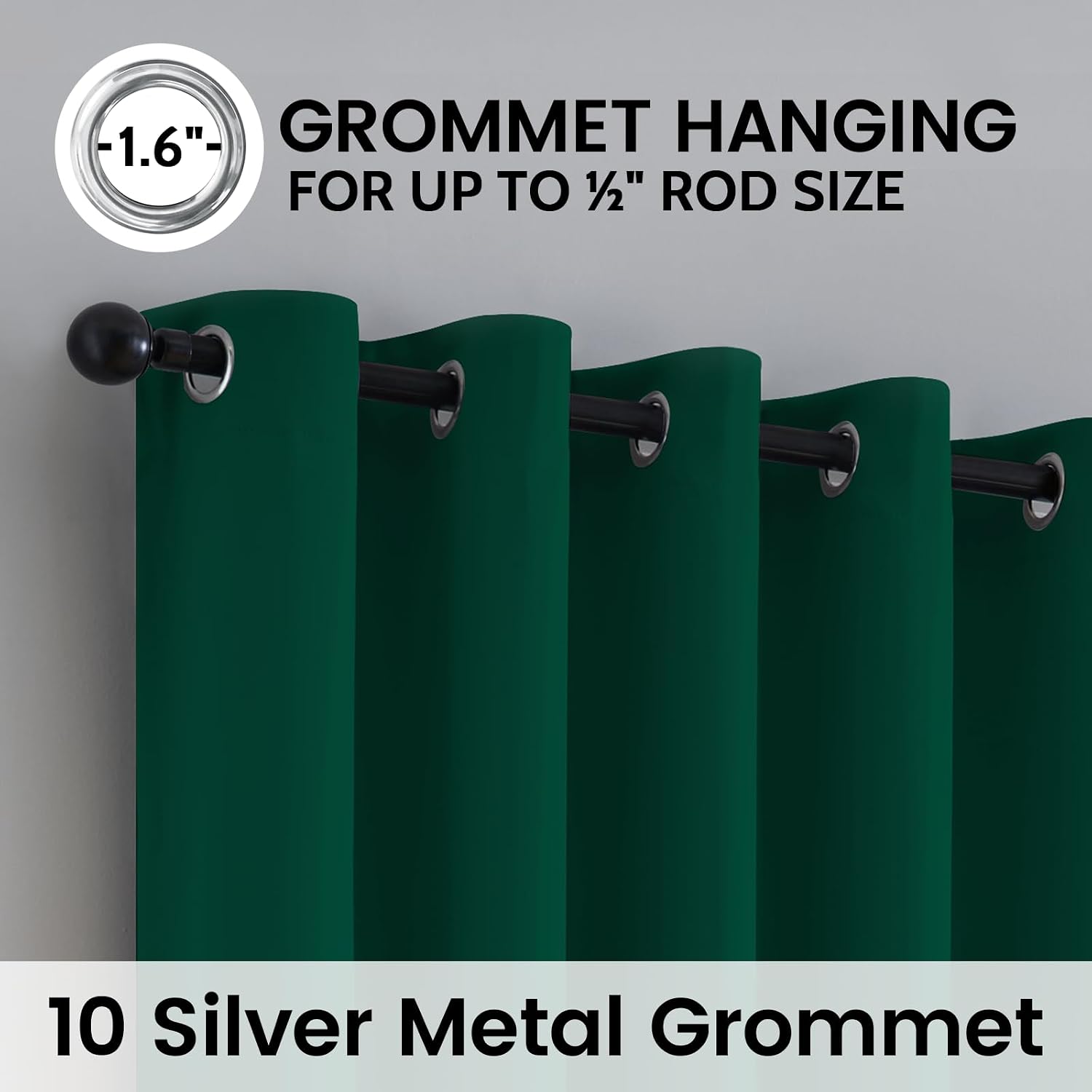 SimpleHome 100% Blackout Curtains for Bedroom, Thermal Insulated Dark Green Grommet Window Drapes Room Darkening Curtains for Living Room wi…