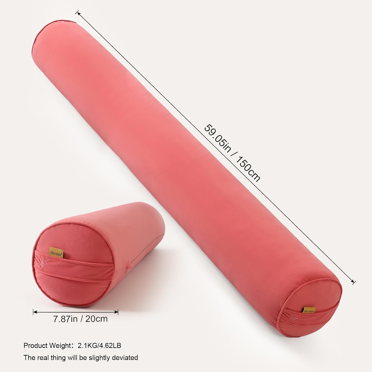 Body Pillow for Adults, Long Round Pillow, Big Cylindrical Pillow, Large Full Bolster Pillows for Side Sleepers (Coral Peach, 59"*7.87")