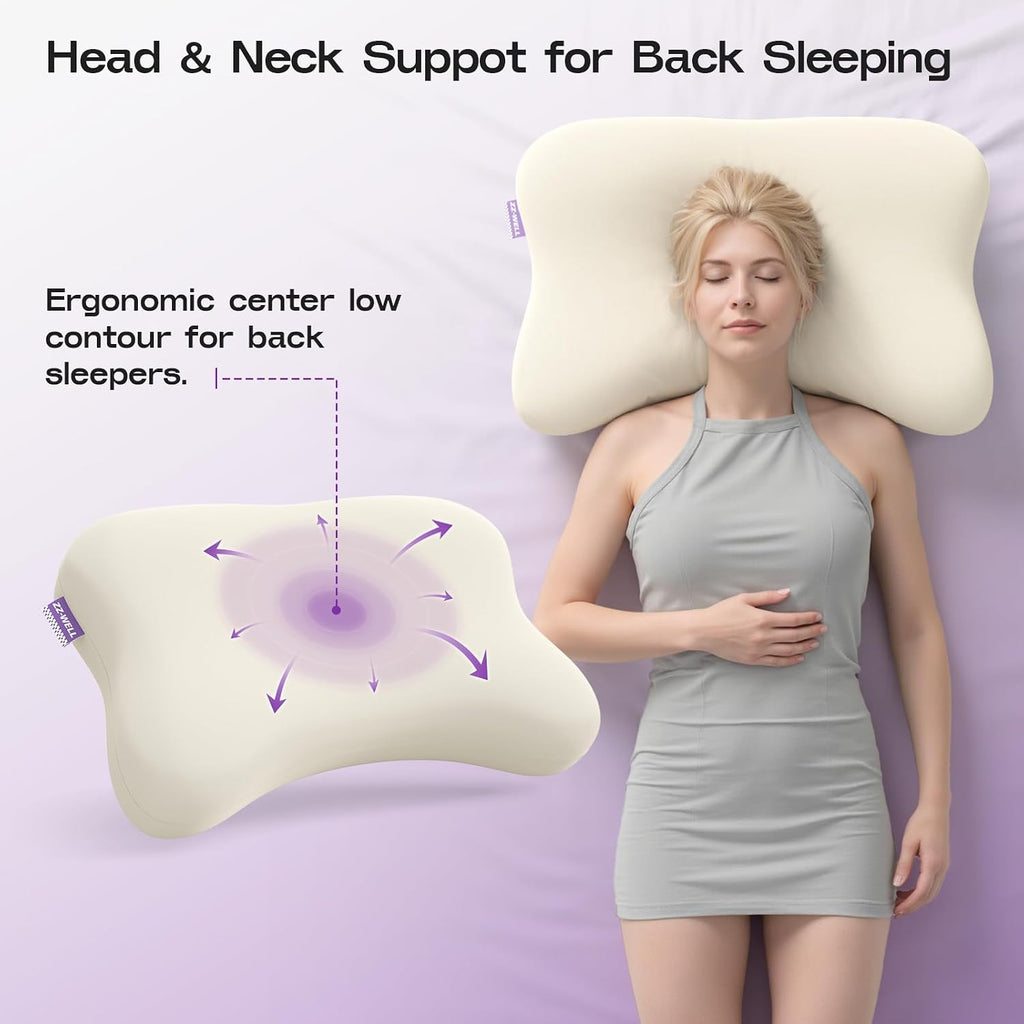 Zz-Well Side Sleeper Pillows - Patented Cervical Neck Pillow for Sleeping with Cooling & Removable Cover- High Loft Heavy Density Memory Fo…