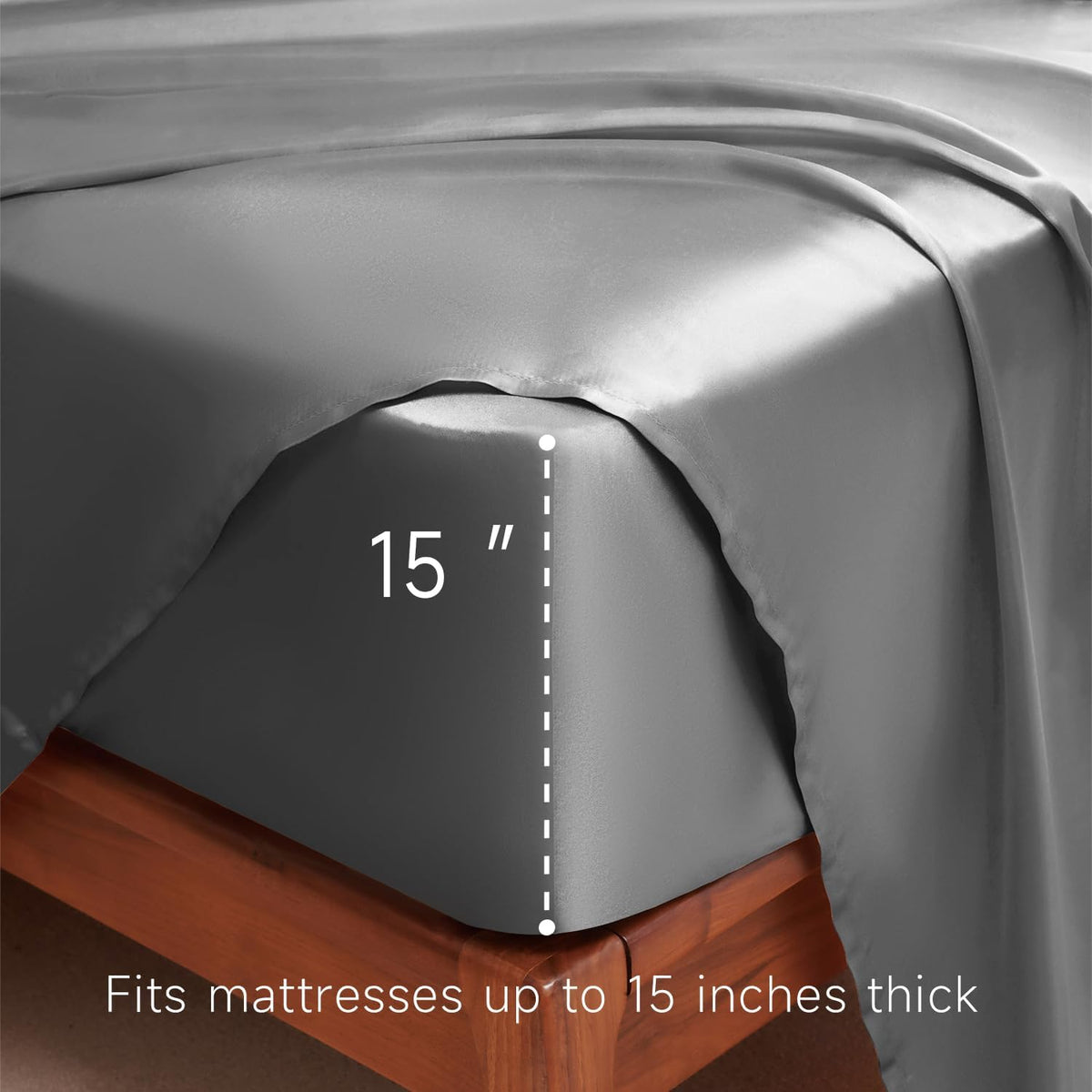 Golal Satin Sheets King Size - 4 Pieces Luxury Silky Soft Bed Sheets, Wrinkle-Free Dark Grey Satin Silk Sheet Set with 1 Deep Pocket Fitted…