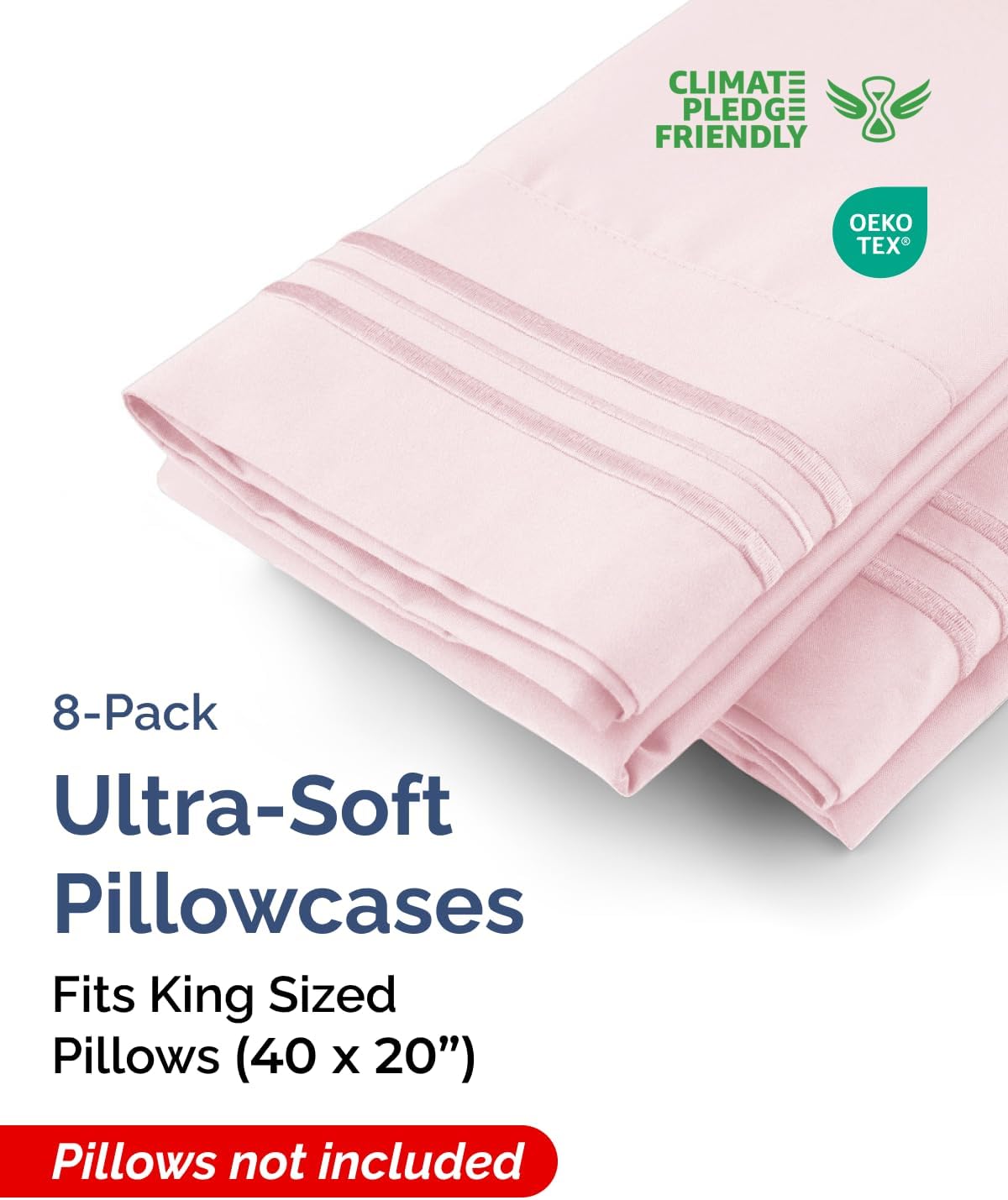 King Pillow Cases Set of 8 - Ultra Soft Hotel Quality Pillowcase Covers - Comfy, Cozy & Wrinkle Free - Shrink, Stain & Fade Resistant…