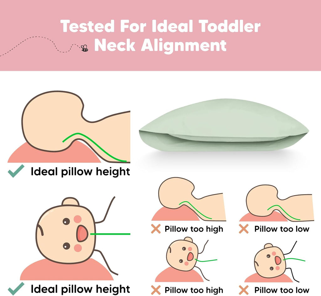 Toddler Pillow with Pillowcase - 13x18 My Little Dreamy Kids Travel Bed Pillows for Sleeping, Organic Cotton Small Pillowcase, Soft &…