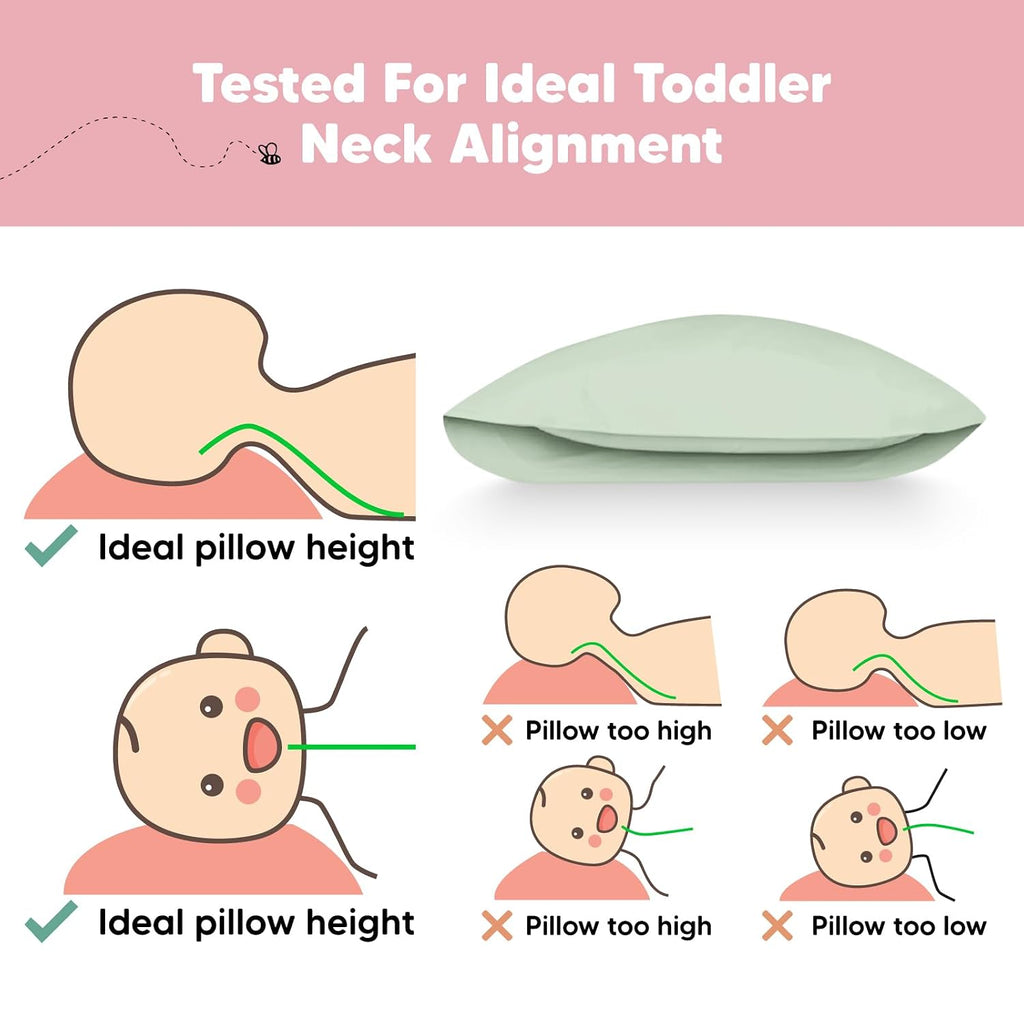 KeaBabies Toddler Pillow with Pillowcase, Jumbo 14X20 - Soft Organic Cotton Toddler Pillows for Sleeping - Machine Washable - Perfect for…