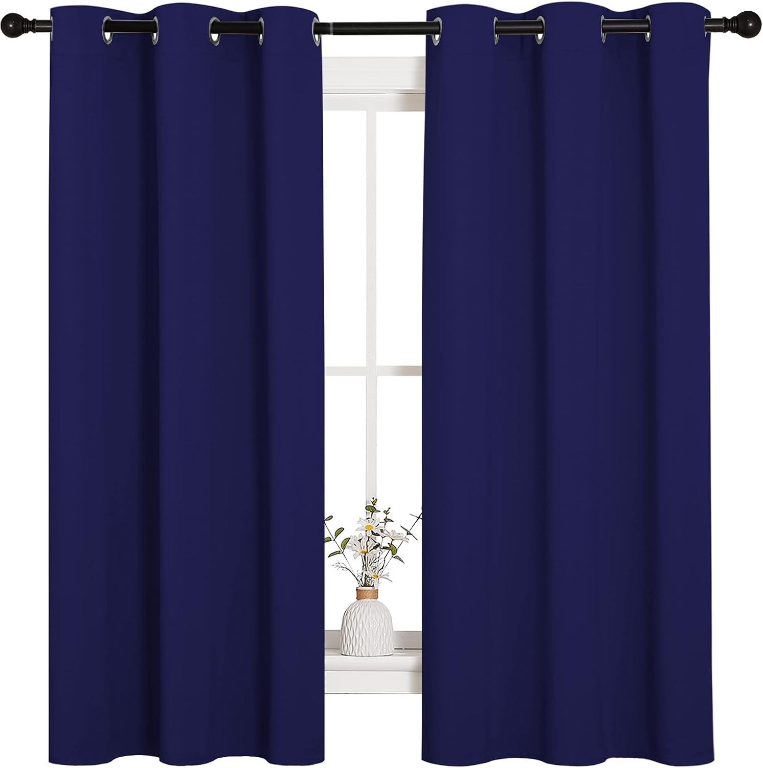 NICETOWN All Season Thermal Insulated Solid Grommet Top Blackout Curtains/Drapes/Panels for Kid's Room (Royal Blue, 2 Panels, 42 x 63 Inch)