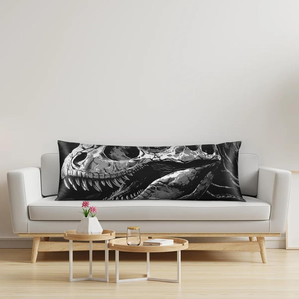 GzLeyigouHomeKitchen Skeleton Dinosaur Satin Body Pillow Case Cover with Zipper, 21" x 54" Pillow Cover Decorative Accent Long Pillowcase,…