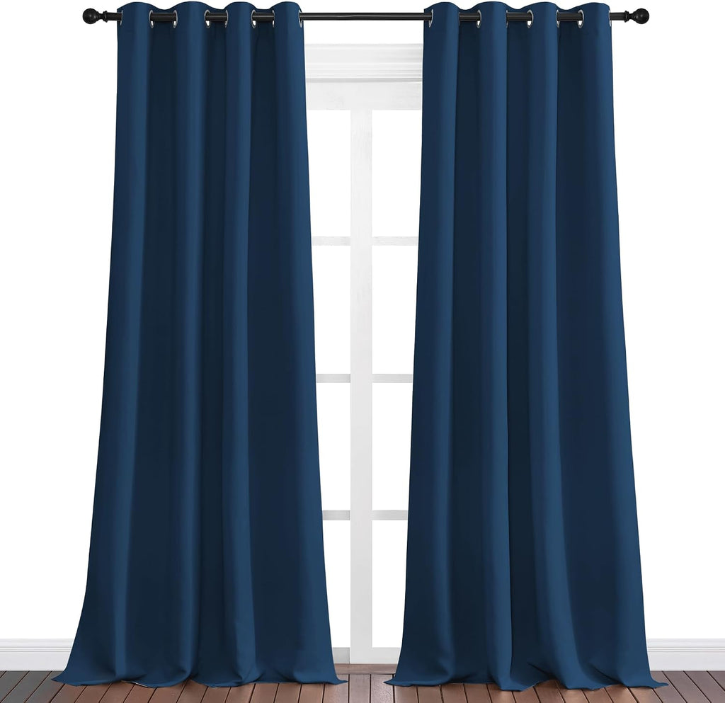 Nicetown Moroccan Blue Blackout Curtains 108" Long for Office, 55" Wide, 2 Pieces, Dining Room, Guest Room, Sound Reducing Heat and Cold Bl…