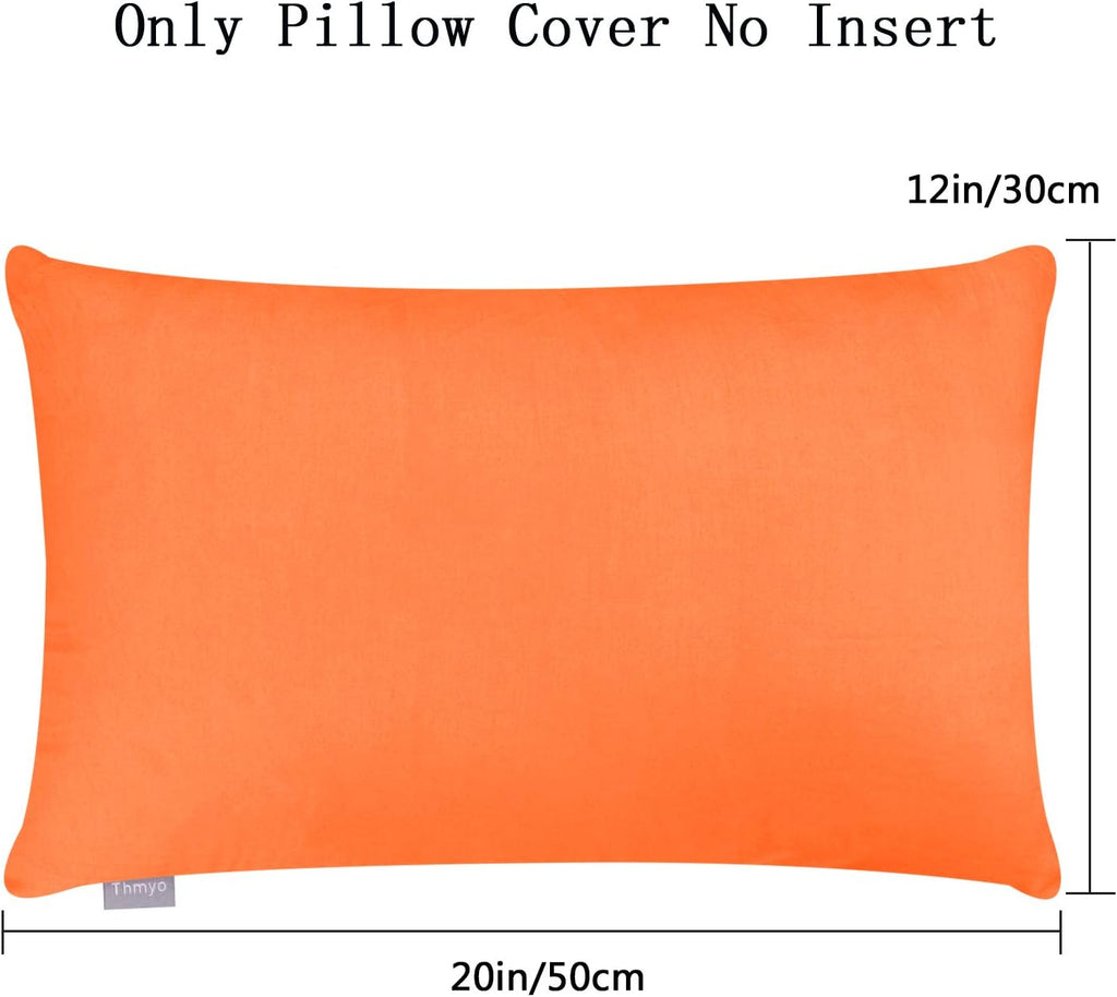 Thmyo 4-Pack 100% Cotton Lumbar Comfortable Solid Decorative Throw Pillow Case Rectangle Cushion Cover Sublimation Blank Pillow Covers Hall…