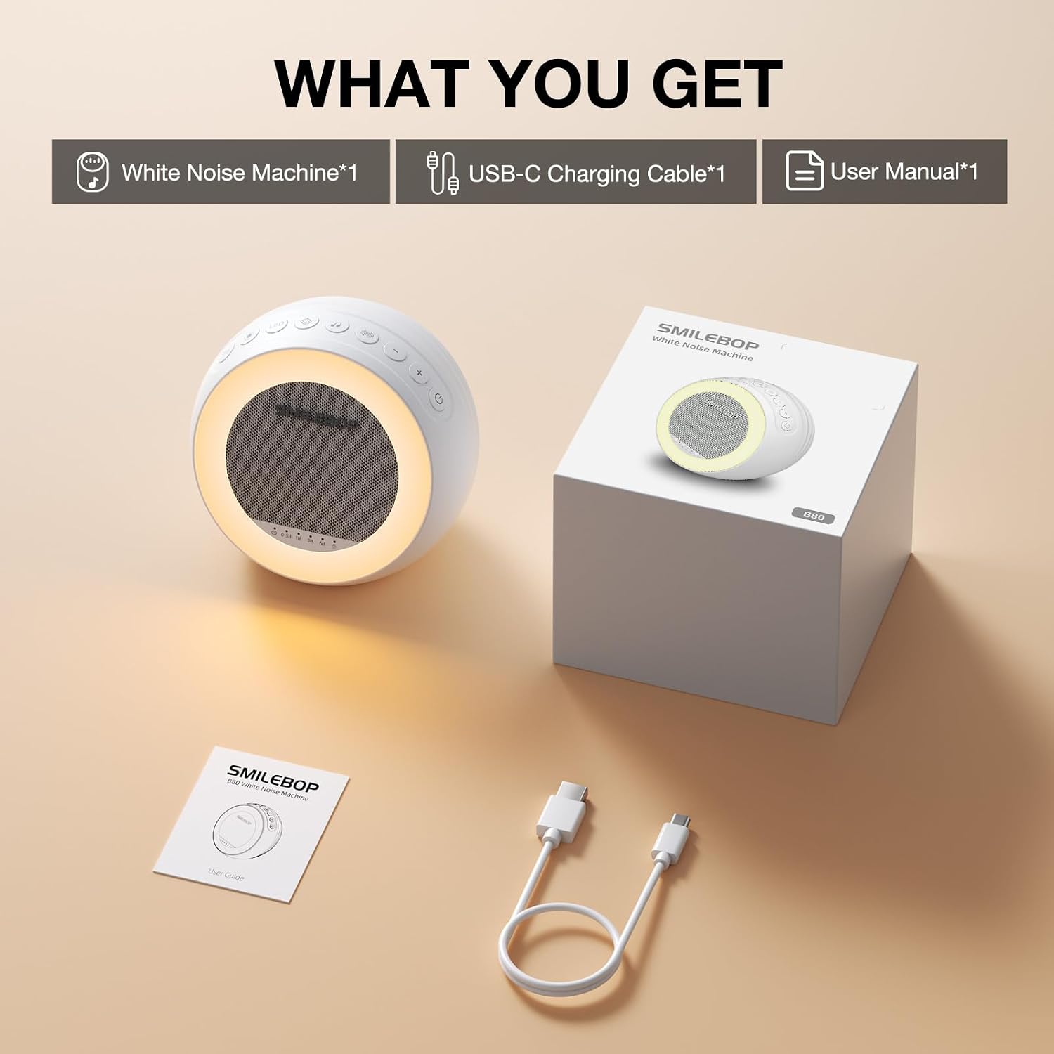 White Noise Sound Machine with Night Light, Portable Sound Machine for Baby and Adults with 10-Color Night Light, 32 Soothing Sounds & 5…