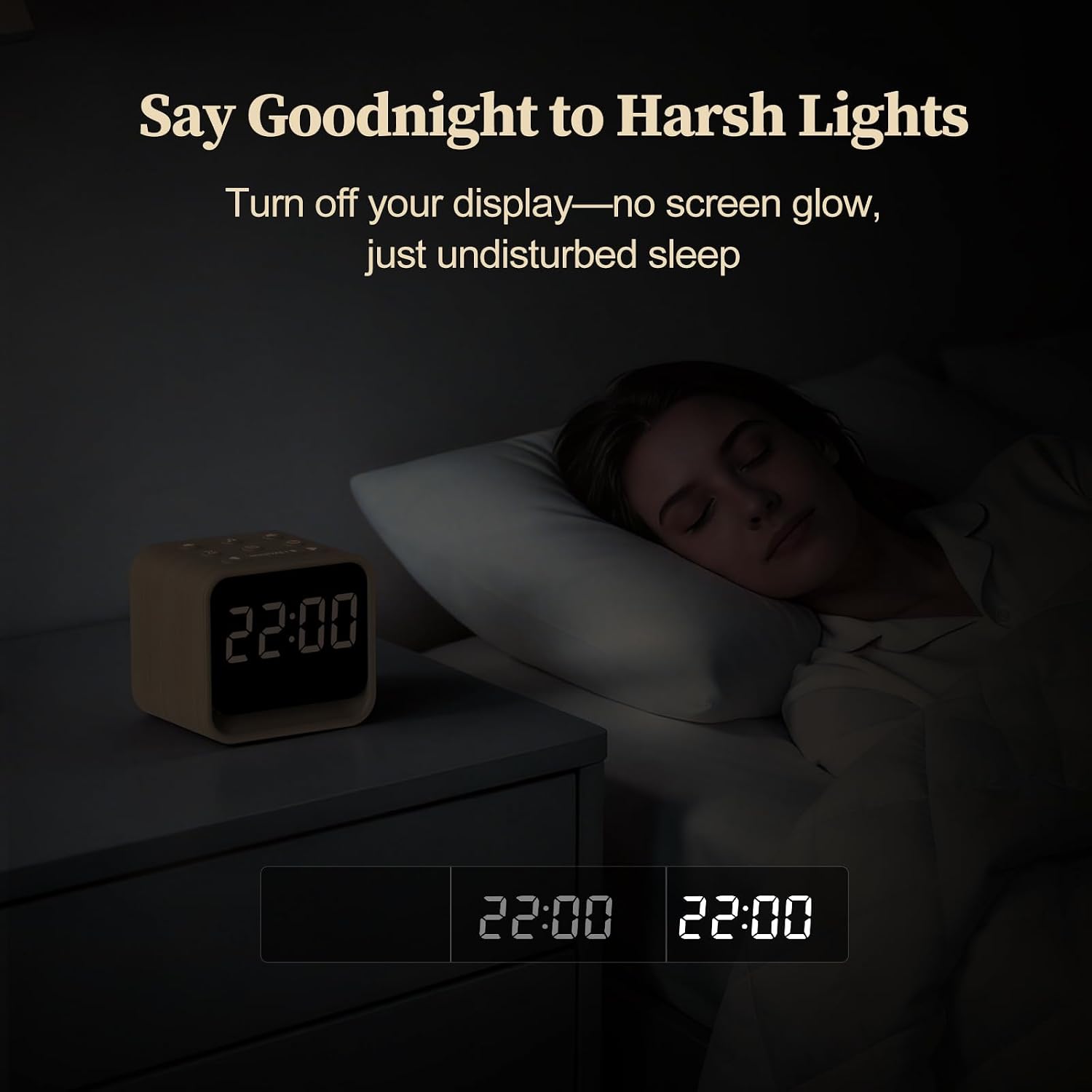 Housbay Wooden Sound Machine Alarm Clock for Bedrooms - Gentle Wake-Up with Birdsong, White Noise for Sleeping, Small Digital Clock for…