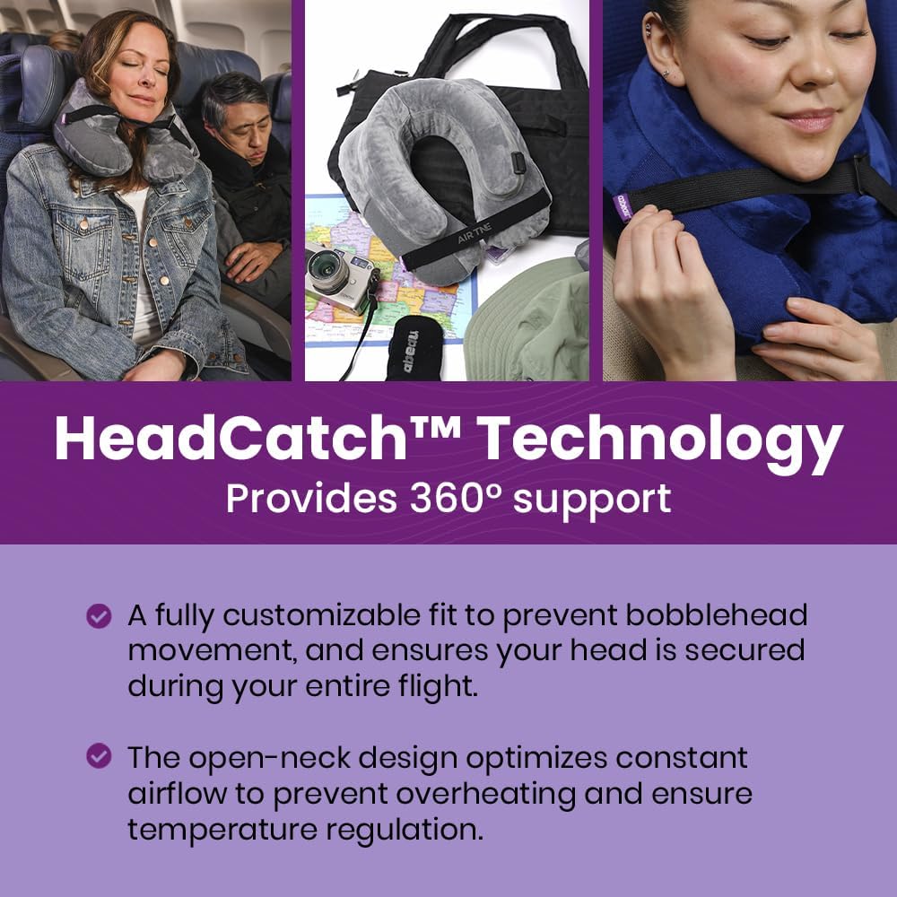 Cabeau Inflatable Travel Pillow – Air TNE – Adjustable, Lightweight, and Supportive for Sleeping on Airplanes, Trains, and Cars– Customized…
