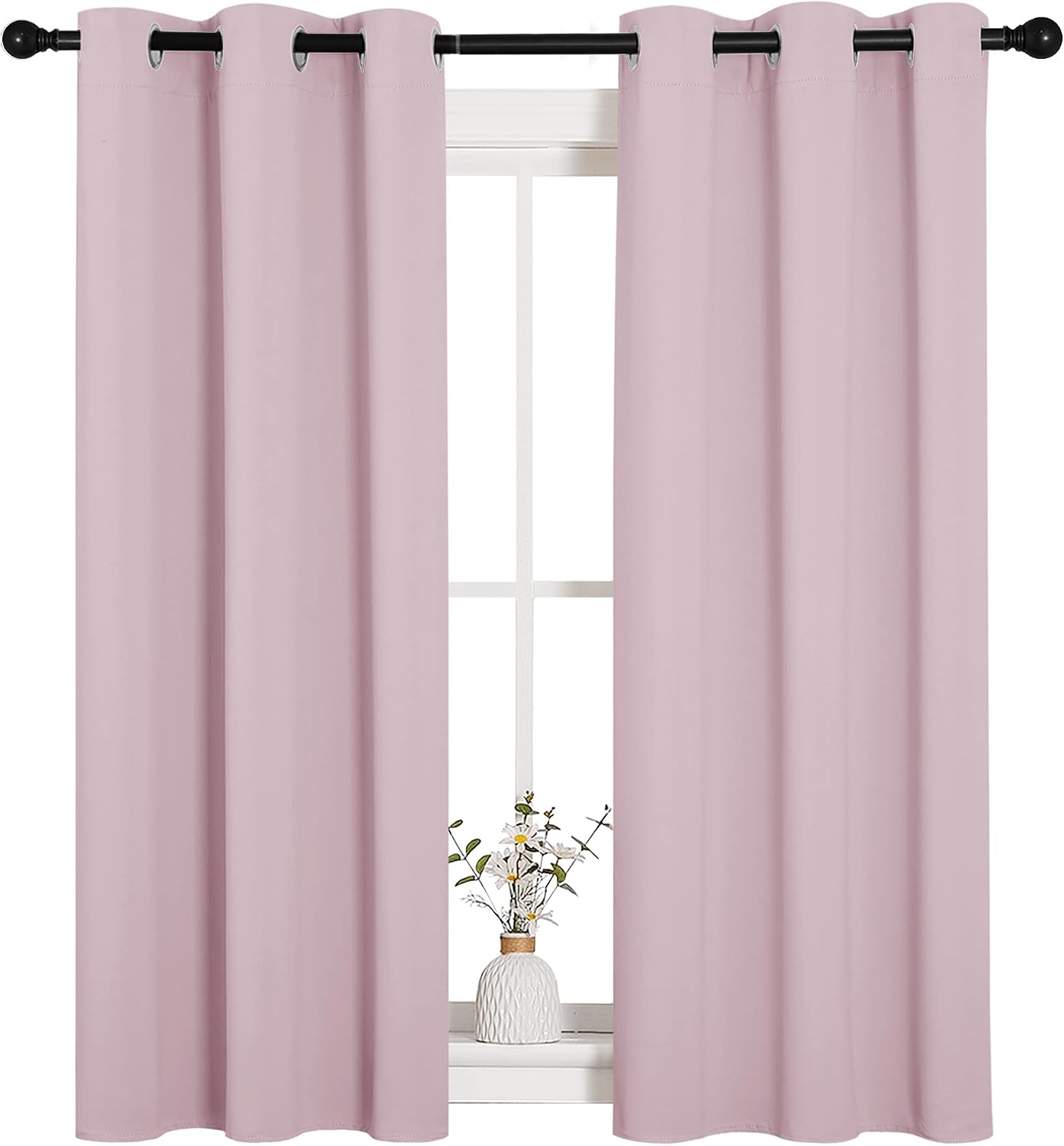 NICETOWN Blackout Draperies Curtains for Girls Room, Nursery Essential Thermal Insulated Grommet Blackout Panels (Lavender Pink, 1 Pair…
