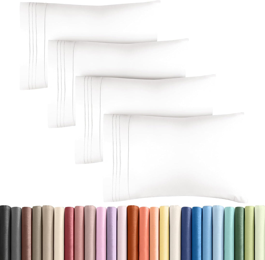 Queen Pillow Cases Set of 4 - Ultra Soft Hotel Quality Pillowcase Covers - Comfy, Cozy & Wrinkle Free - Shrinkage and Fade Resistant…