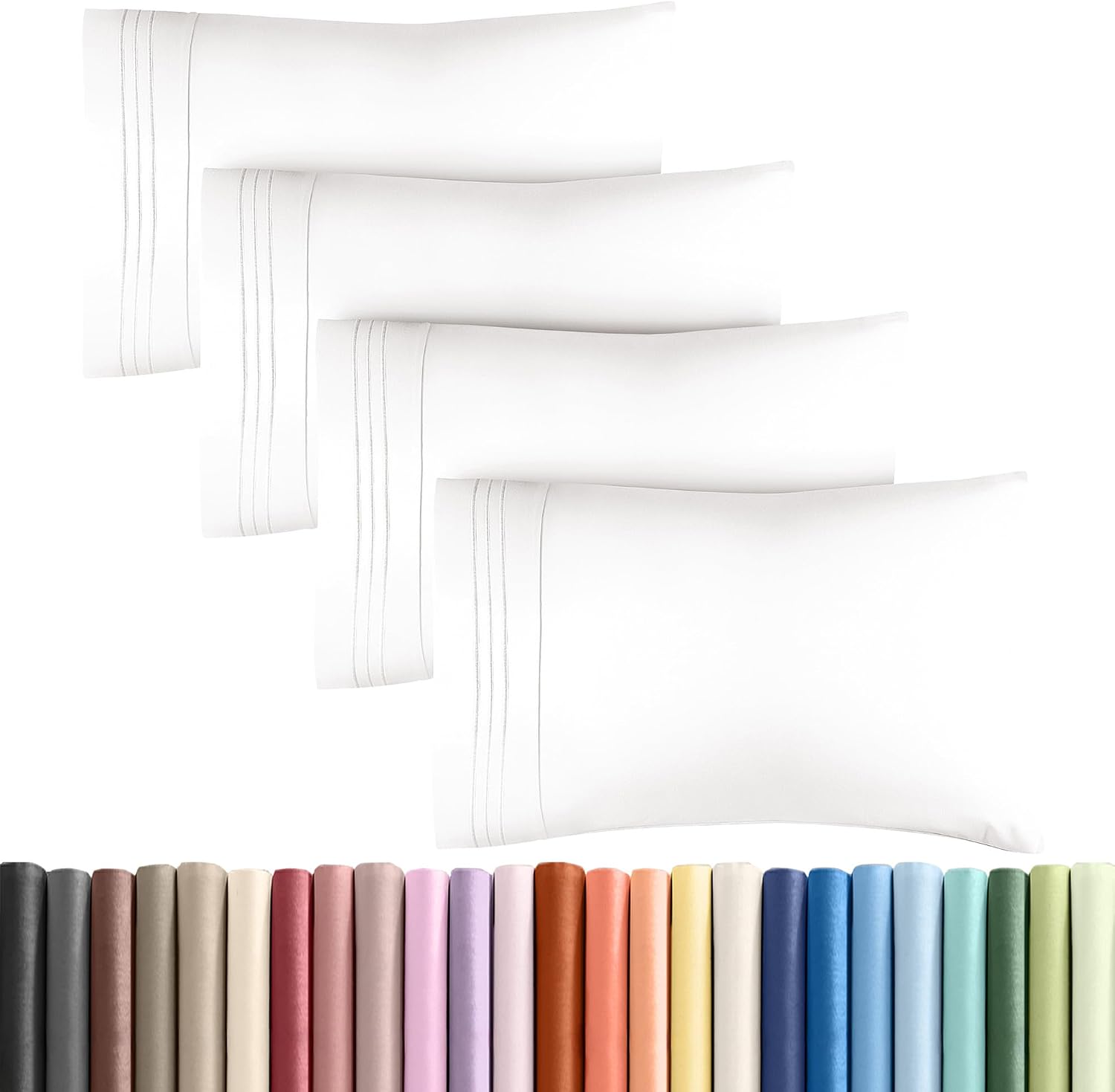 Queen Pillow Cases Set of 4 - Ultra Soft Hotel Quality Pillowcase Covers - Comfy, Cozy & Wrinkle Free - Shrinkage and Fade Resistant…